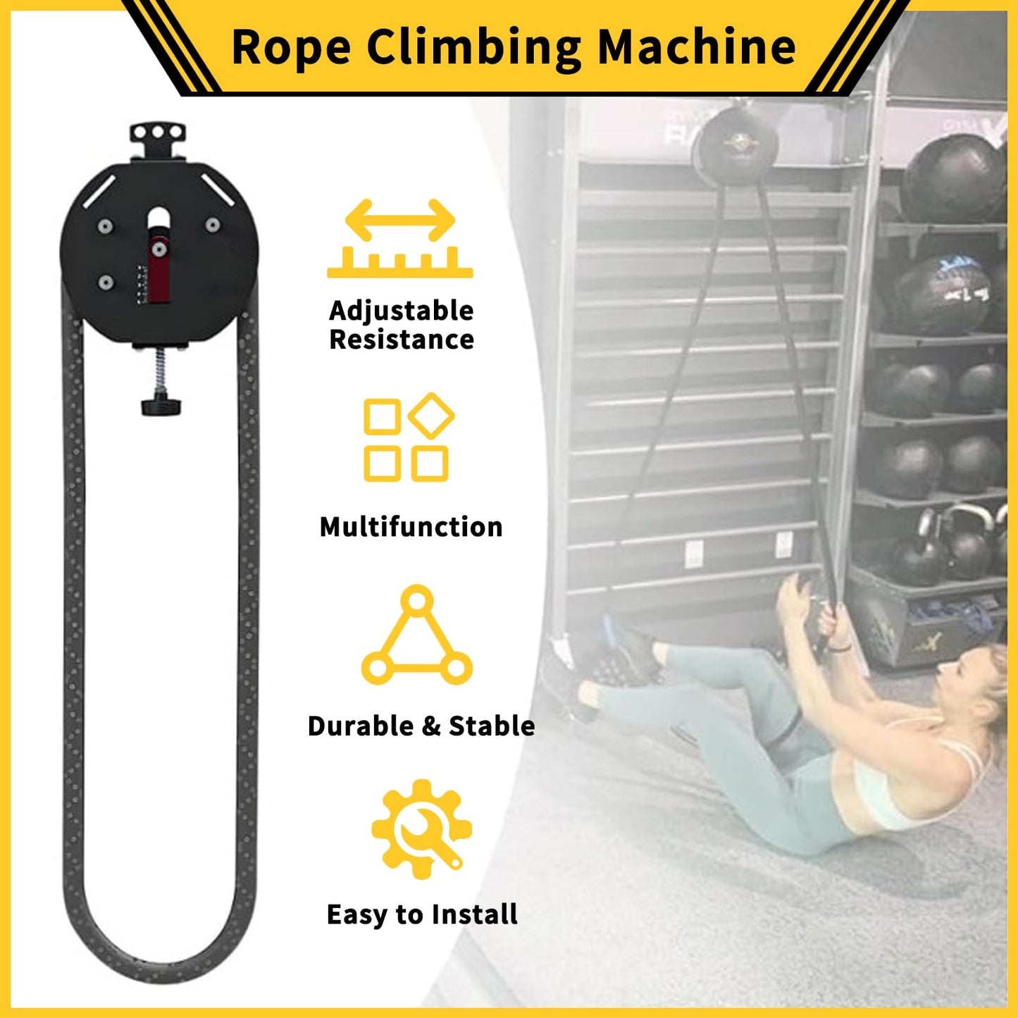 Endless Rope Trainer with Adjustable Resistance, Portable Rope Pull Machine for Home Gym & Strength Training, Hanging Infinity Pulley System for Cardio & Full Body Workout
