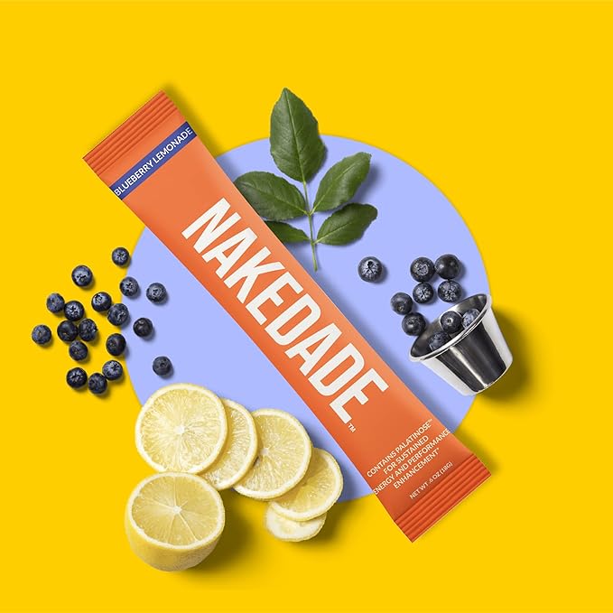 Nakedade Blueberry Lemonade ??Performance Enhancing Sports Drink Powder - Electrolyte Powder ??No GMOs or Artificial Sweeteners, Gluten-Free, Soy-Free, Dairy-Free ??16 Sticks