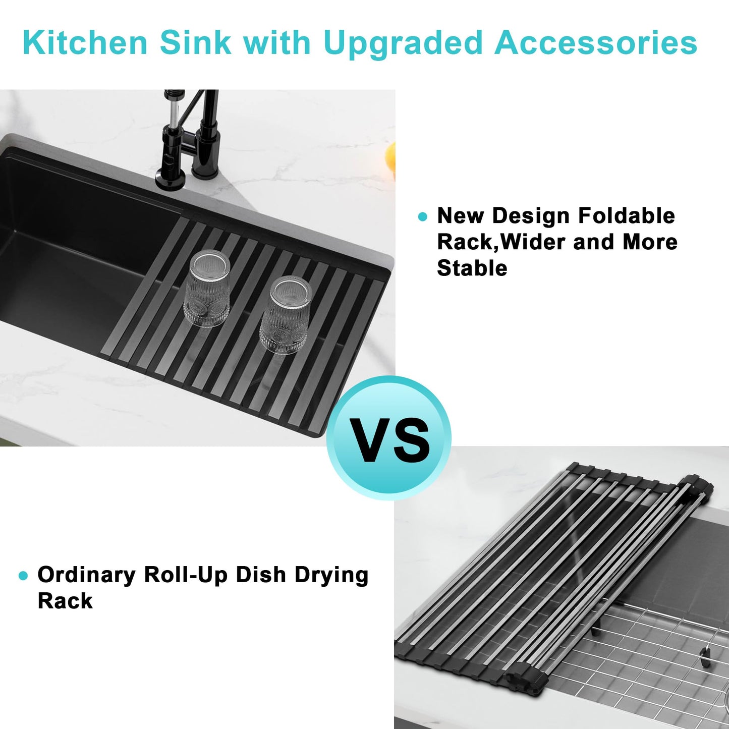 Lonsince Black Undermount Kitchen Sink 30 inch,16 Gauge Stainless Steel Sinks,Single Bowl Workstation Sink,Modern Kitchen Sink Offset Drain (30" X 18")
