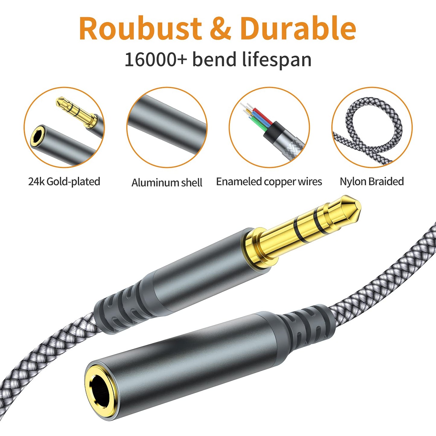 MCSPER [2-Pack, 6.6ft 3.5mm Headset, Headphone Extension Cable, Hi-Fi ] Extension AudioMale to Female Aux Adapter Hi-Fi