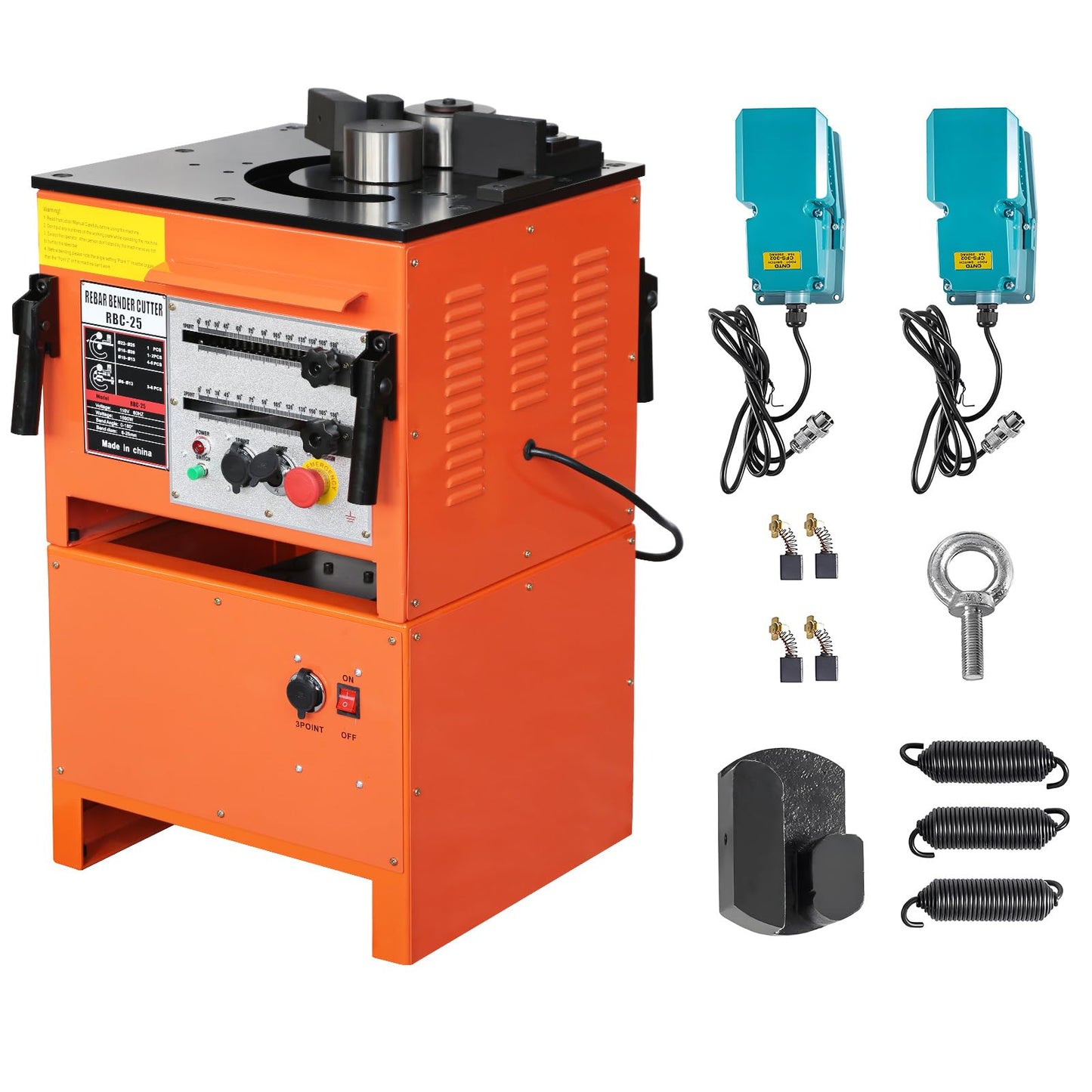 1600W Electric Rebar Bender and Cutter, Fast & Accurate 2-in-1 Bending Machine, Portable Rebar Bending Tool for 1/4 inch to 1 inch Steel Bar with Foot Pedal