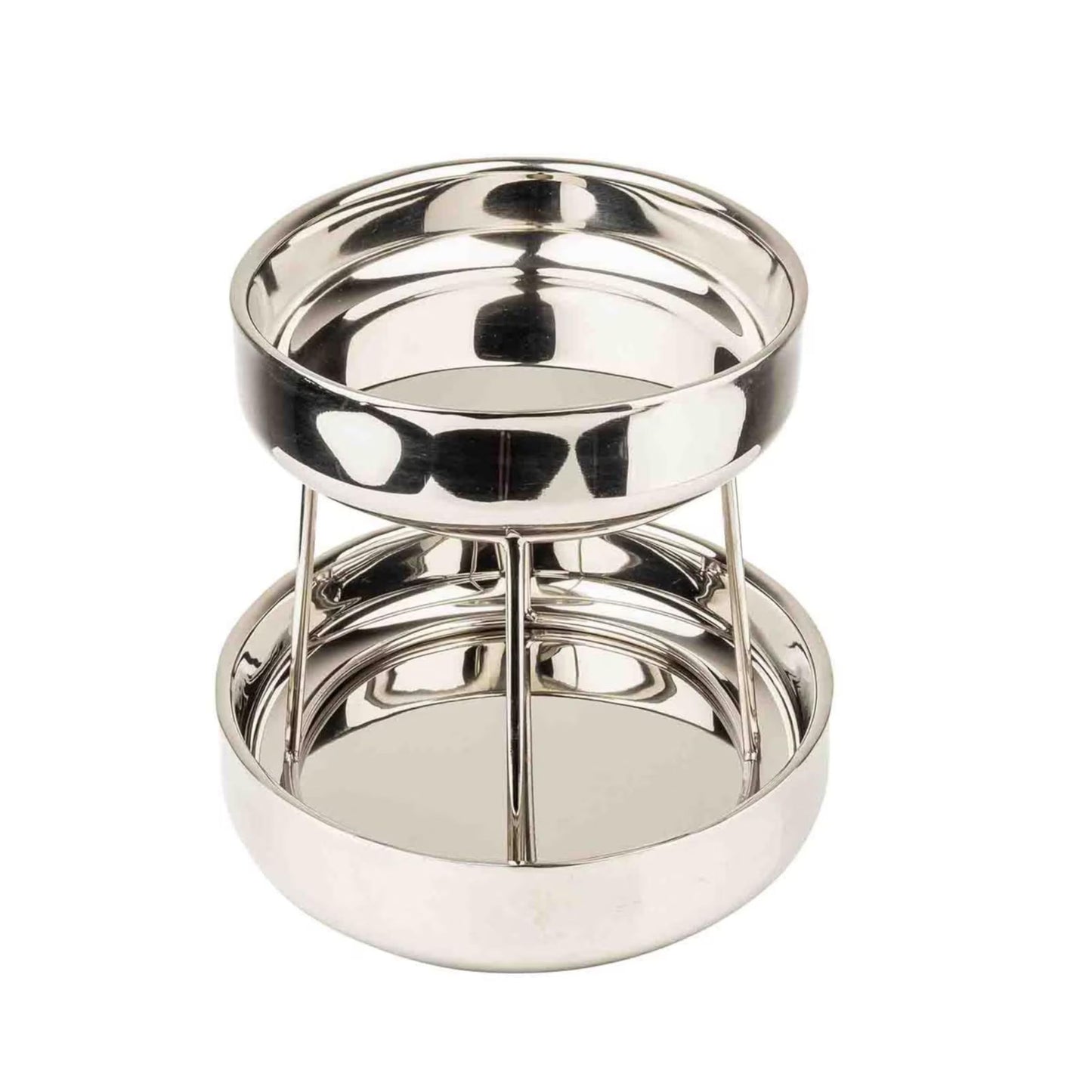 TableCraft 12914 Oval Two-Tiered Seafood Tower, Double-Wall Stainless Steel Display with Mirror Finish, 11.75" & 13.75" Oval Bowls, Elevated Chilled Presentation, 14" x 9.5" x 8.5", Silver
