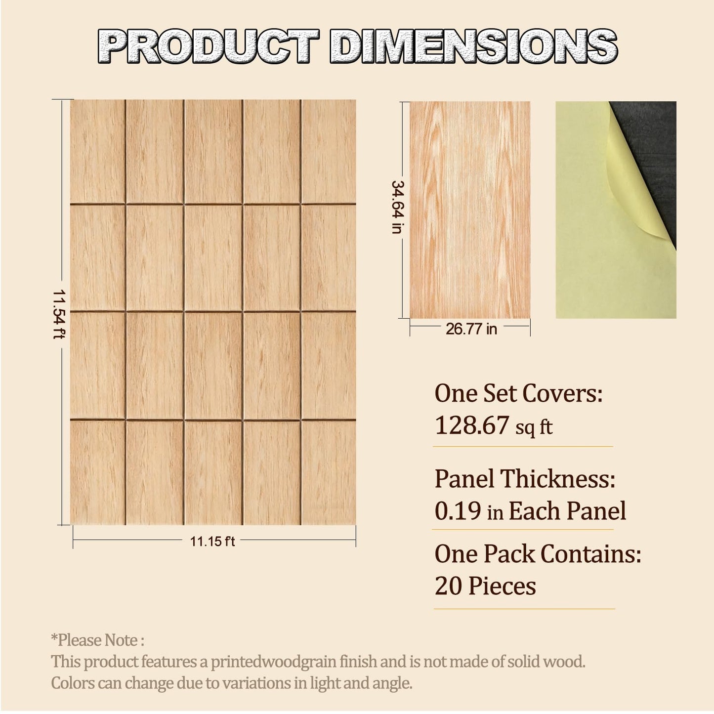 HEROADNCKFOAM 20 Piece Peel and Stick Wall Panels,Sound Proof Foam Panels for Walls Wood Grain Finish Can Replace Slate & Plank for Home Studio &Studio Recording Wall Decor (34.64 X 26.77 X 0.19 in)