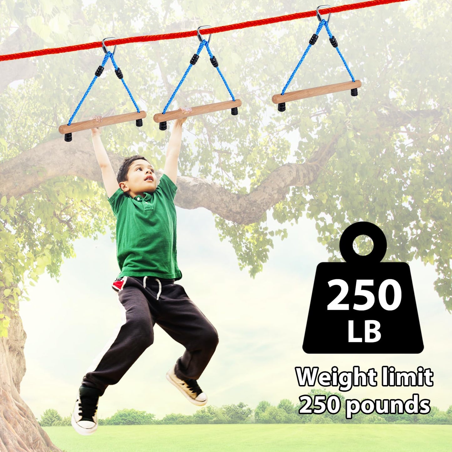 ChengFu Ninja Monkey Bars, Monkey Bars for Kids, Monkey Bars, Swing Accessory Sets, Obstacle Course Trapeze Bars for Outside Training Equipment (3pcs)