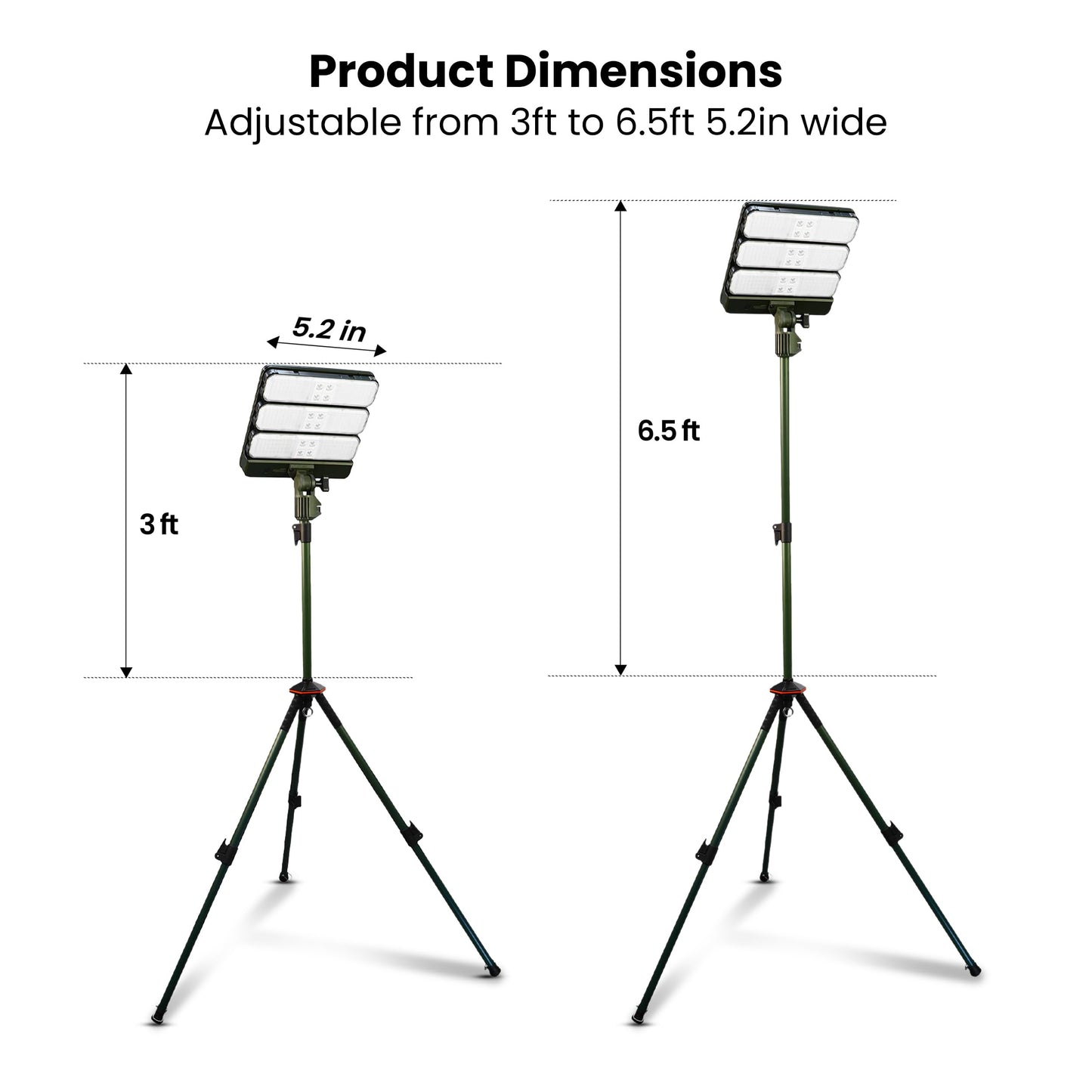Feit Electric Rechargeable LED Solar Work Light with Tripod, 3000 Lumens, 3 Detachable Magnetic Light Bars, USB-C & Solar Charging, Solar/Tripod