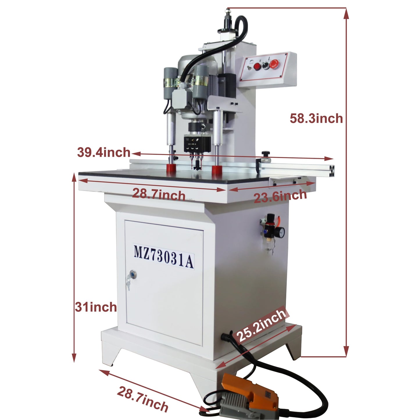 TECHTONGDA Hinge Boring Drill Press Machine Woodworking Wood Electric Pneumatic Hole Puncher 0-2inch Drilling Depth Single Head 48-6