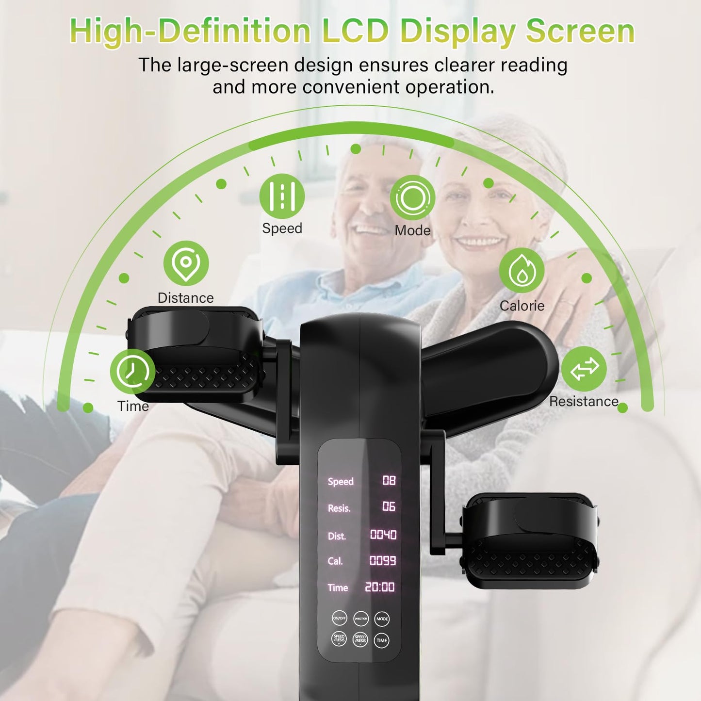 HOWHAI Mini Exercise Bike, Motorized Under Desk Pedal Exerciser Leg/Arm Cycle for Senior, Auto&Manual Mode, Adjustable Speed, LCD Display, Remote Control
