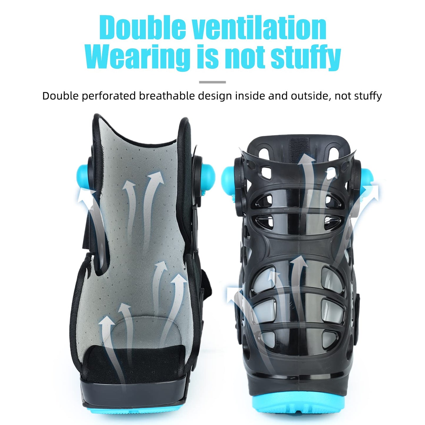 Medical Inflatable Walking Boot, Air Cam Walker Fracture Boot, Short Orthopaedic Boot for Sprained Ankle, Foot Pain Recovery, Stress Fracture, Broken Foot, Achilles Tendonitis Black (Medium)