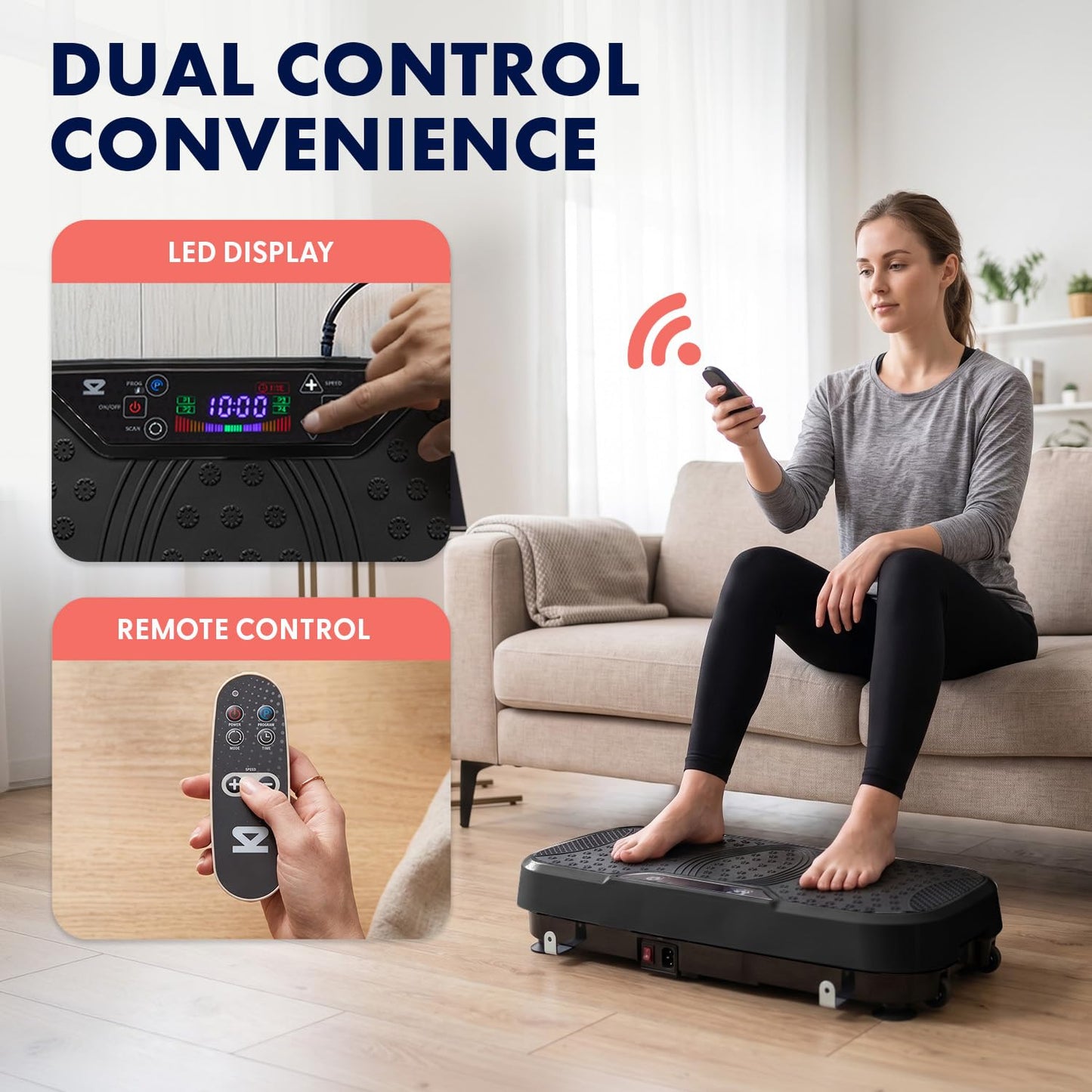 SQUATZ Vibration Plate Exercise Machine, Vibration Plate with Handles and 1-99 Speed Levels, 10 Preset Programs, Quiet Low-Impact Home Fitness Platform with Remote Control, Portable Design, Black