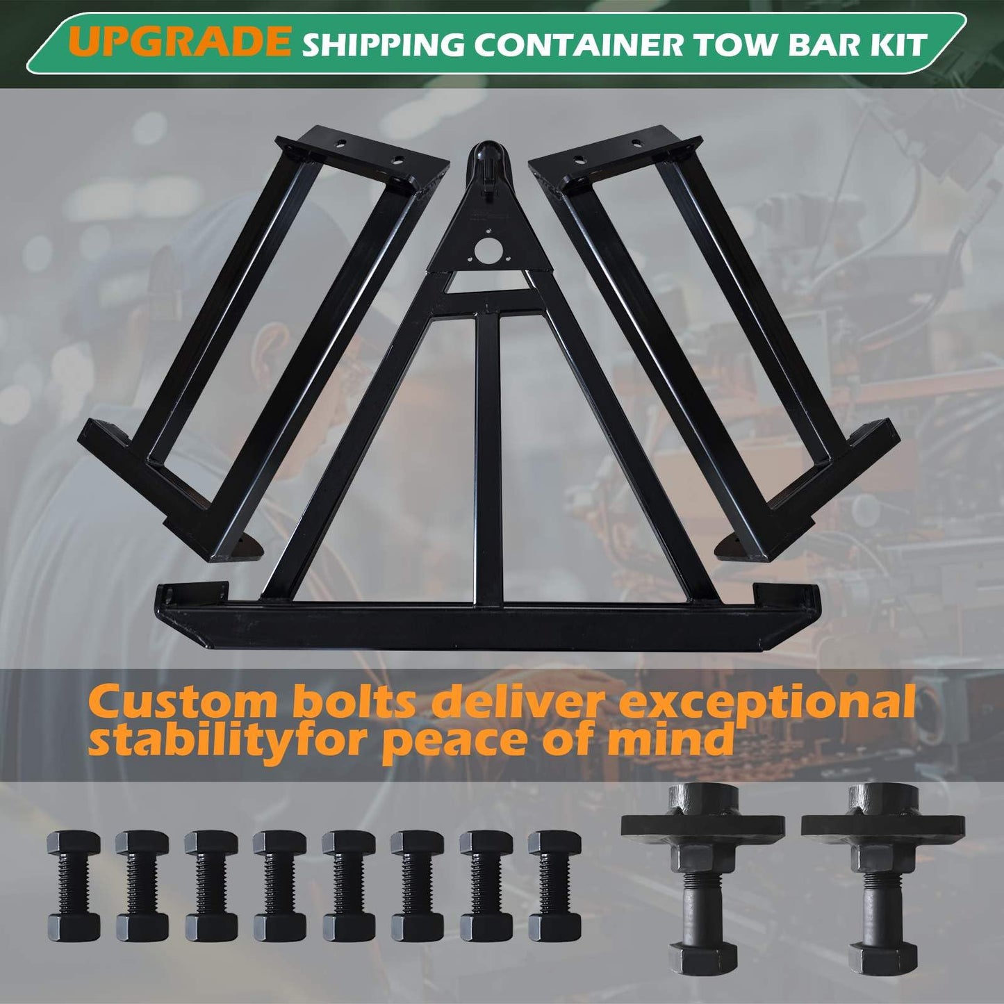 Trailer with Your Truck, the Container Trailer bar kit is Suitable for 20 'and 40' containers. The Newly Upgraded Split Design Makes it Easy to Store. Used for Parking Lots on Farms and ranches.