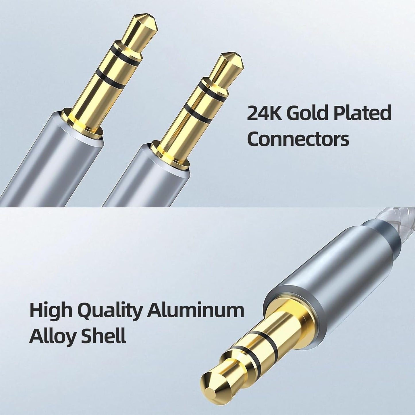 3.5mm (3.3ft/1m) Henrety Nylon Braided Aux Cable - Male to Male Audio Auxiliary Cord for Headphones, Car, Home Stereos