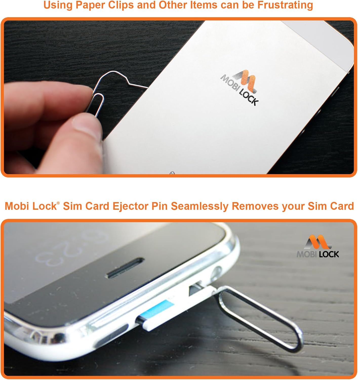 10pcs Mobi Lock Sim Card Tray Removal Tool Compatible with All Smartphones and Tablets - iPhones, Android - Samsung