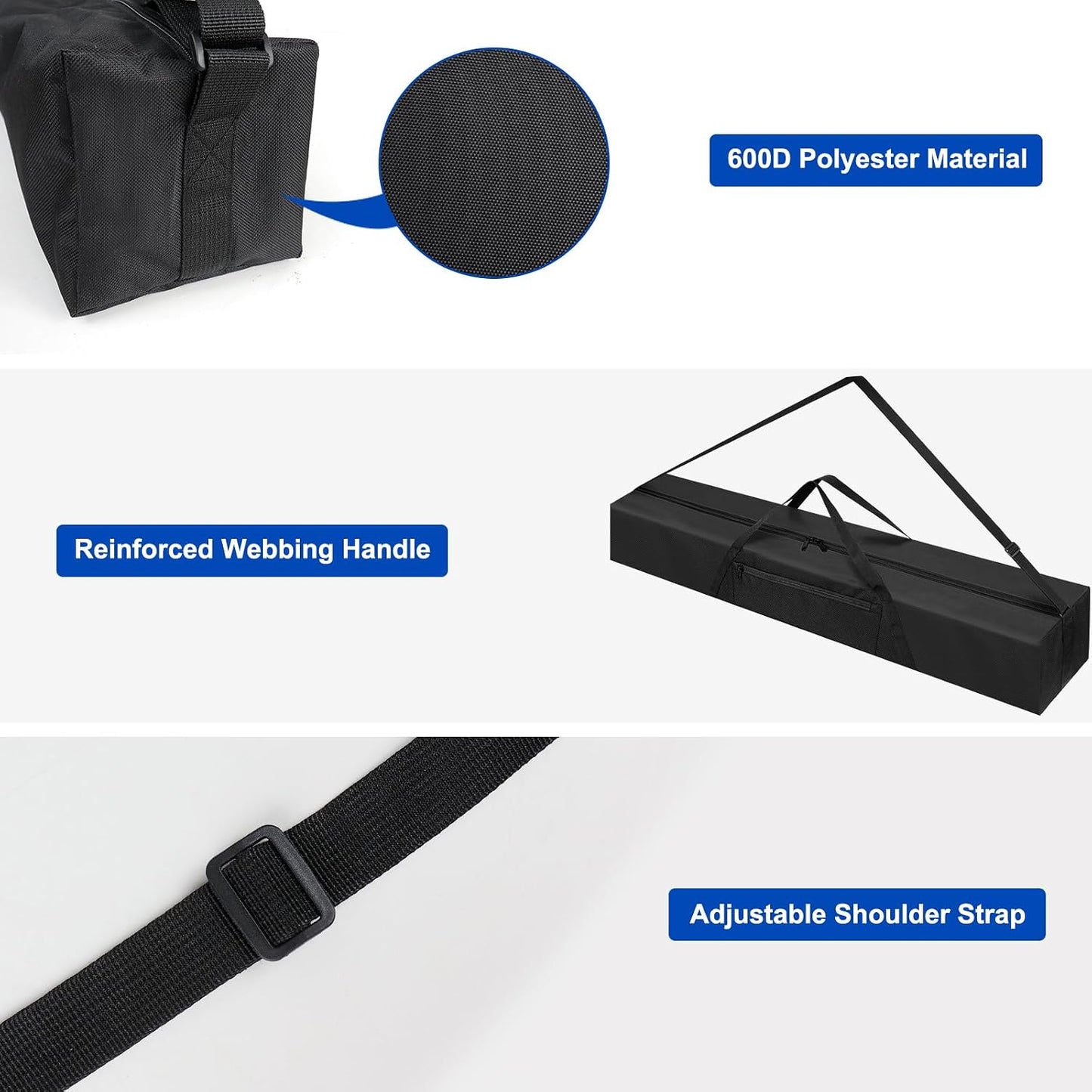 36 Inch 600D Tripod Carrying Case - Oxford Tripod Bag with Shoulder Straps and Dual Handles Full Zippers for Lights
