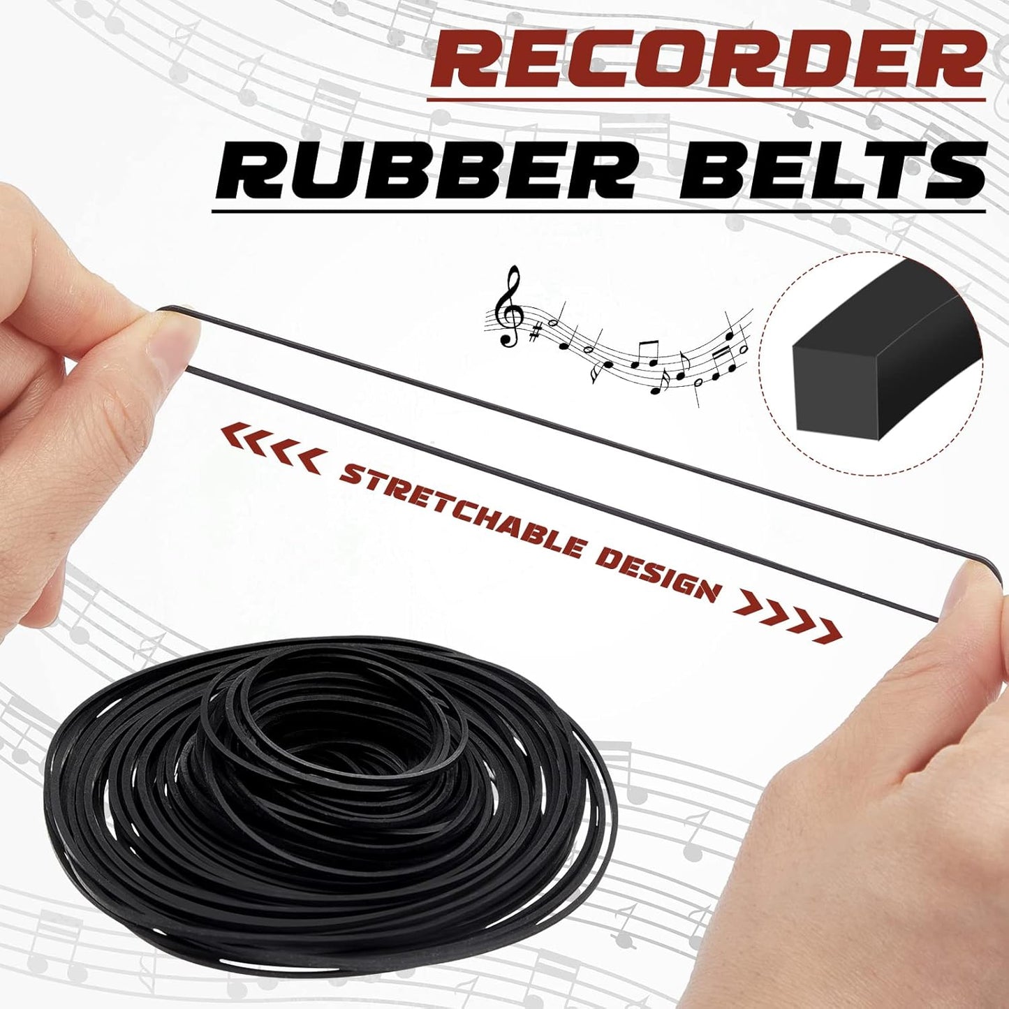 100 40-135 mm Cassette Cassette Drives(1mm Kanayu Pcs Recorder Rubber Belts Square Tape Machine Repair Maintenance Mix