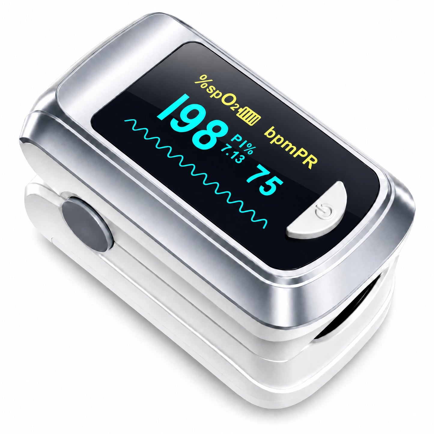 Healthtree JKS50B Pulse Oximeter Fingertip - Blood Oxygen monitor Fingertip with Perfusion Index, Fast 5-8s Reading, Large OLED Display, SpO2 & Heart Rate monitor for Home, Sports, Travel (Includes Batteries & Lanyard)