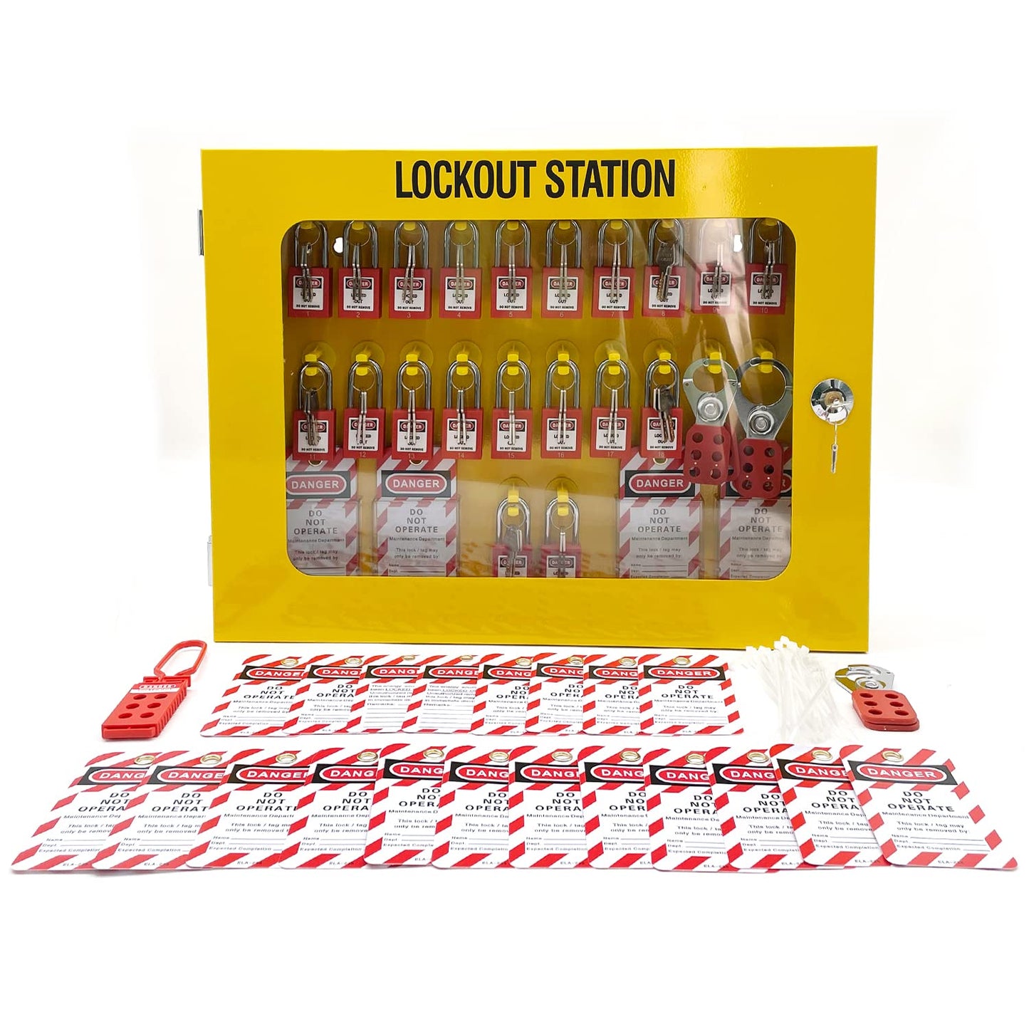 SAFBY Lockout Tagout Station Metal Kit with Lock Out Tag Out Loto 4 Hasps,40 Tags,20 Locks with Number 1-20 (Big Metal Station)