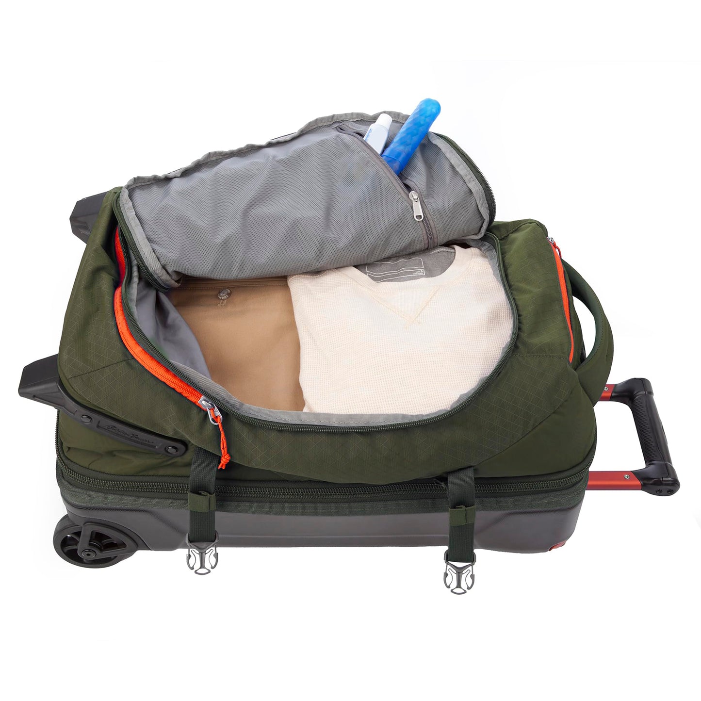 Eddie Bauer Expedition Rolling Duffel Bag with Wheels | Travel | Carry-On | Luggage | Rugged | Durable - Dark Thyme, 22"