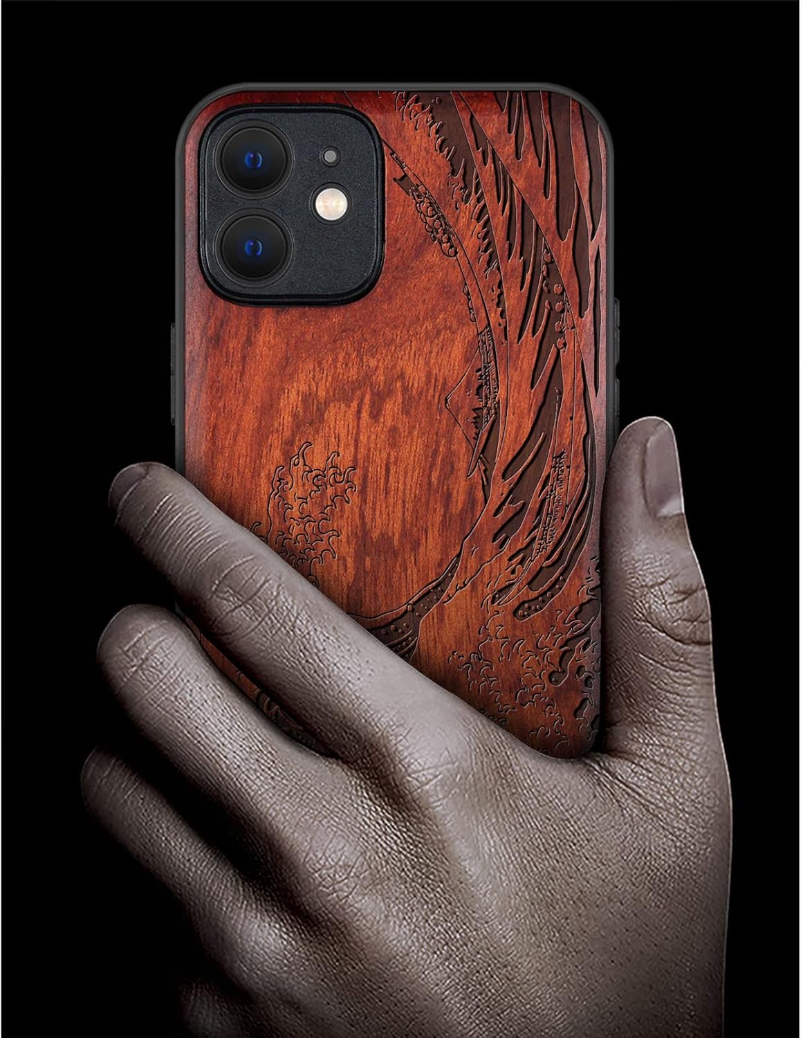 Carveit 12 Magnetic Wood Case for iPhone Case [Natural Wood & Soft TPU] Shockproof Protective Unique & Classy Wooden