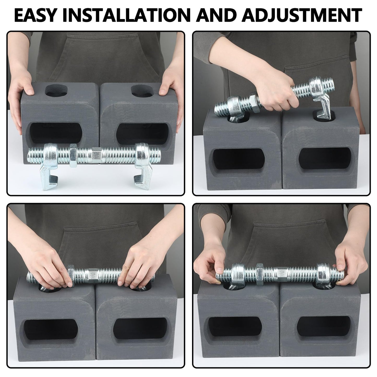 Gisafai 4 Pack Shipping Container Connectors Bridge Fitting Clamp 260 mm Galvanized Screw Clamp to Connect Together, 20 or 40 Foot Containers Accessories Wheels Kit