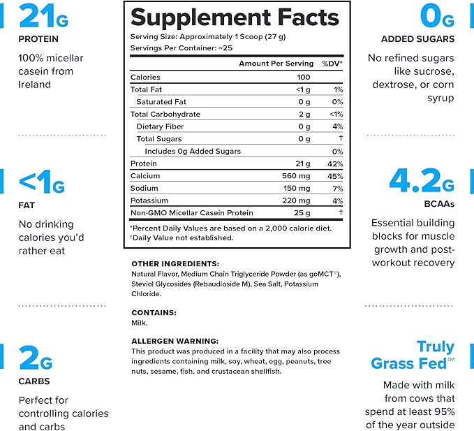 LEGION Casein Protein Powder (French Vanilla) - Slow-Release Micellar Casein Protein Powder - Non-GMO, Gluten-Free & Naturally Sweetened Powder from Grass-Fed Cows (25 Servings)