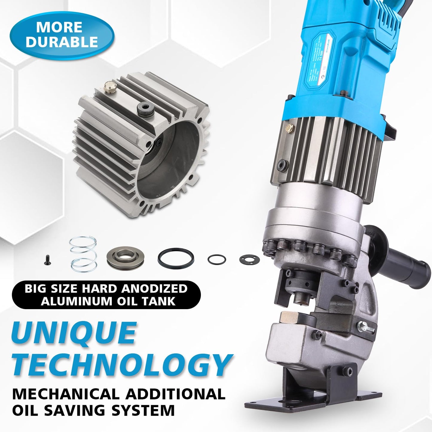 CENTALL 1300W Electric Hydraulic Hole Puncher Φ1/4"-4/5" Hydraulic Punching Machine Punching Tool Portable Punch Machine with 5 Dies for Iron Copper Aluminum Plate Angle Steel PM20 (Blue)