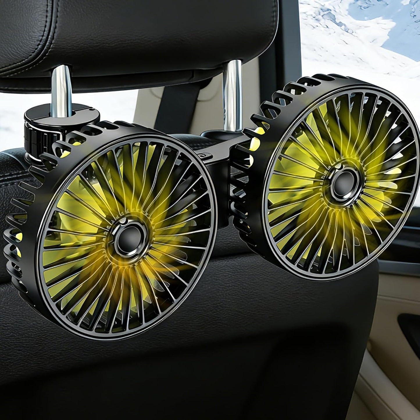 Dual Backseat Car Fan - Kid-Friendly Airflow Solution for Rear Seats