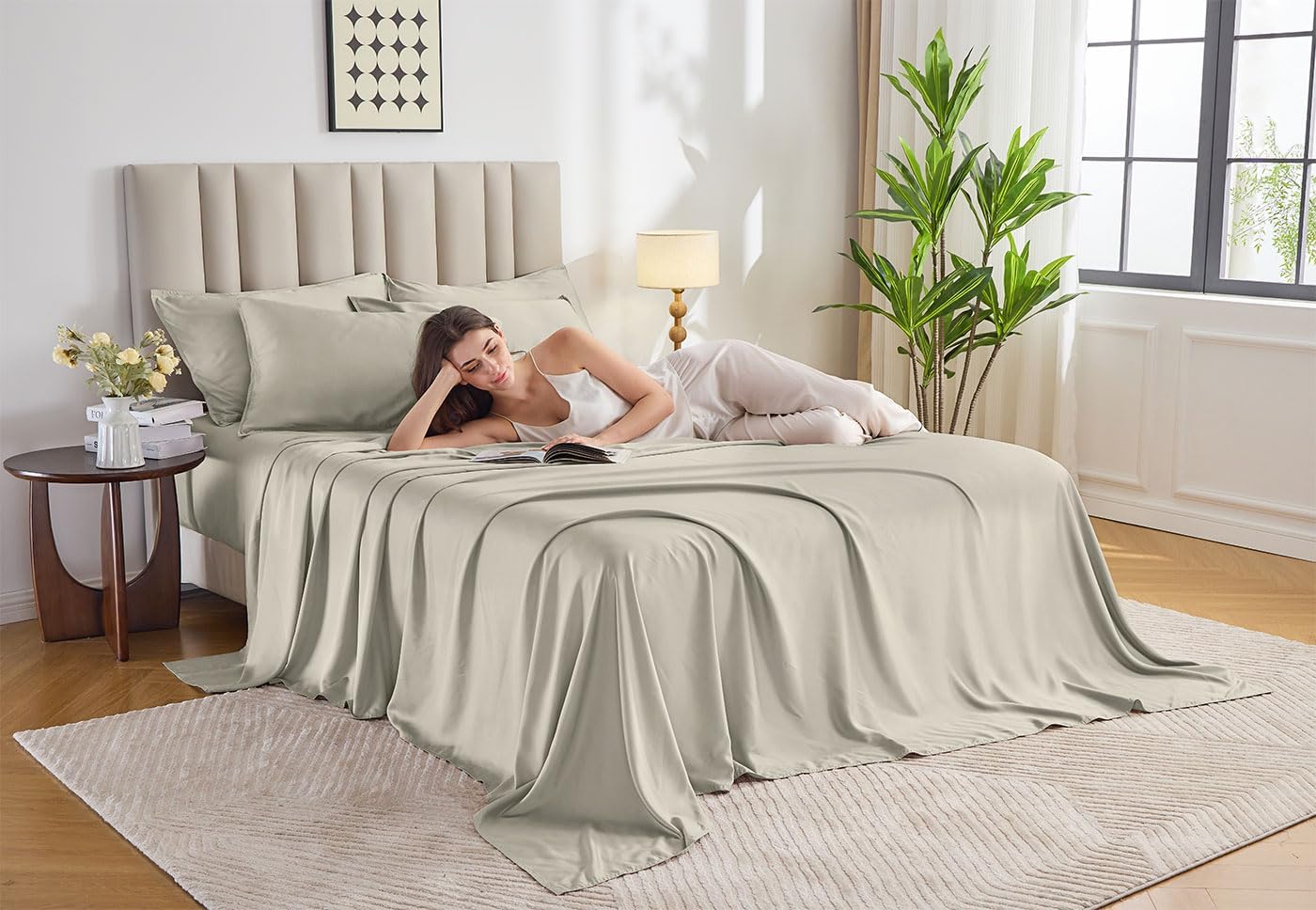 Pure Bamboo King Sheets - Luxuriously Soft 100% Organic Viscose Bed Sheet Set | Cooling & Durable (King, Birch)