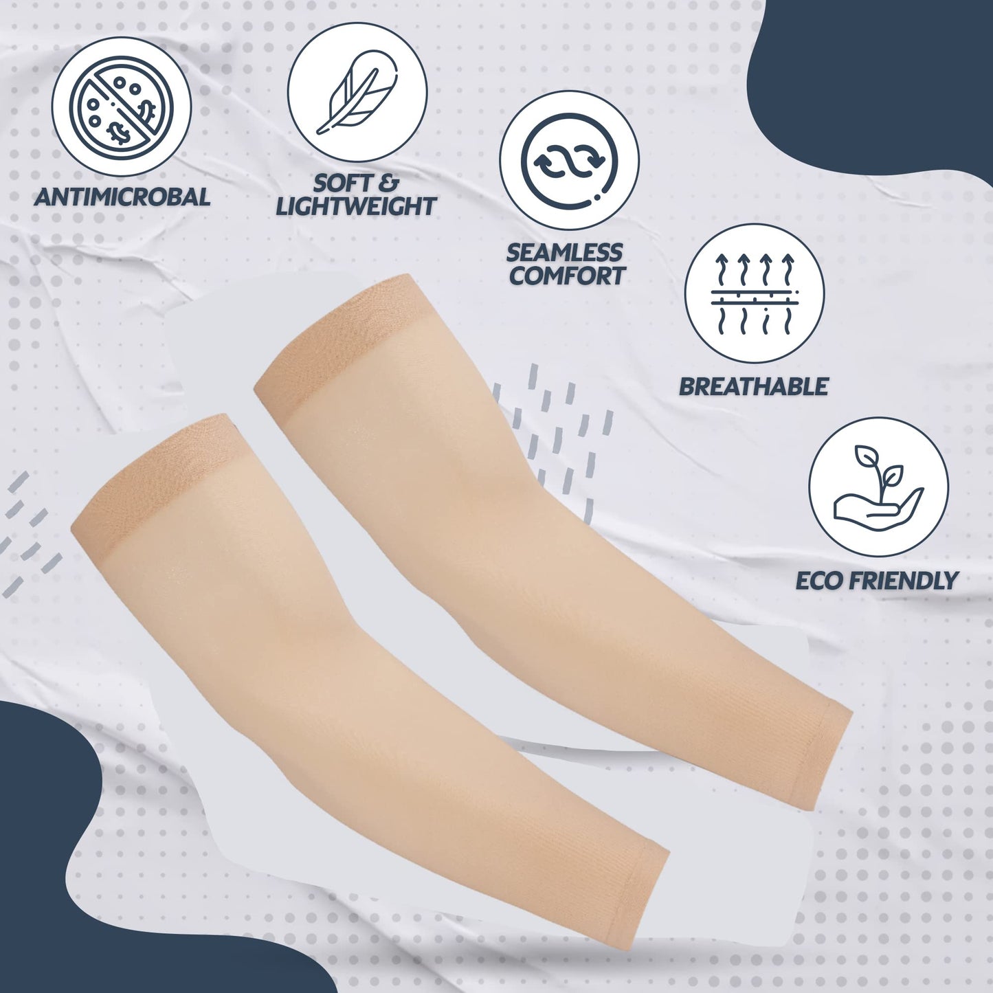 KUHNMARVIN Women Compression Arm Sleeves for men to Cover Arms Tattoo Cover-Up Volleyball Sleeve Softball Pickleball (5Pairs Nude)