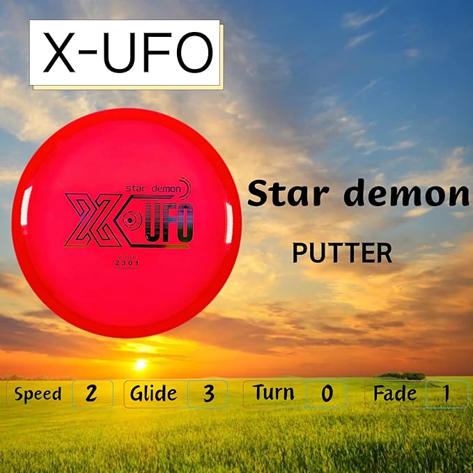 X-UFO Disc Golf Set - Disc Golf Beginner's Set 3-Piece Set with Putter, tee, and mid-Range disc, 170-178 Grams, for Beginners and Professional disc Golf tournaments.