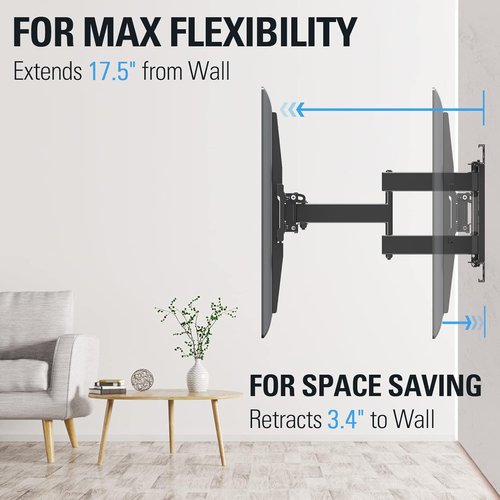 Mounting Dream TV Wall Mount - Full Motion Dual Arm Bracket for 32-65 Inch TVs | Swivel & Tilt, Max VESA 400x400mm, 99 LBS Capacity