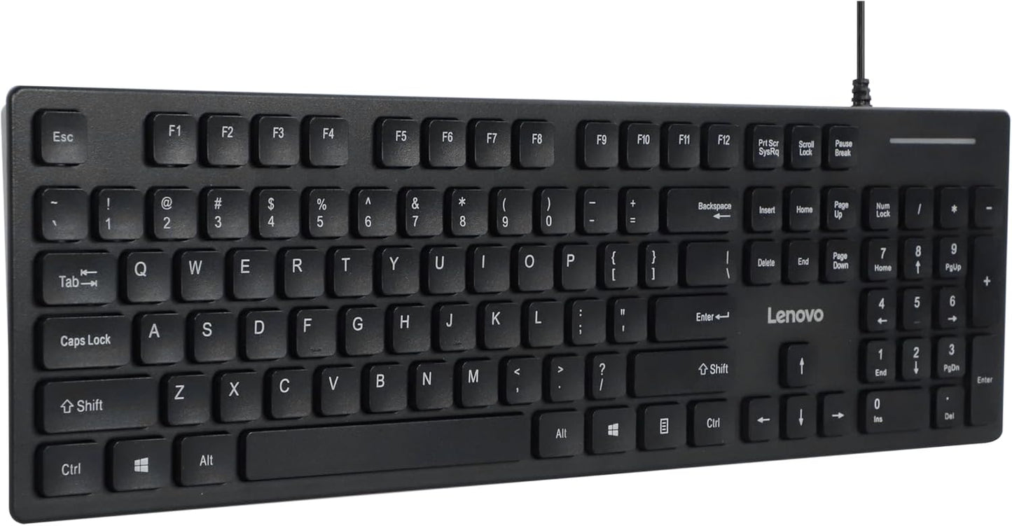 Lenovo 305 Wired USB-C Keyboard with Numeric Keypad, Full Size Keyboard, Slim Design, Black, USB-C Connectivity