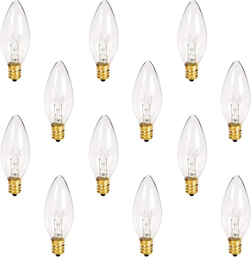 Holiday Joy C26 Christmas Candelabra Replacement Night Light Bulbs - 7W E12 - 120V (12 Pack)