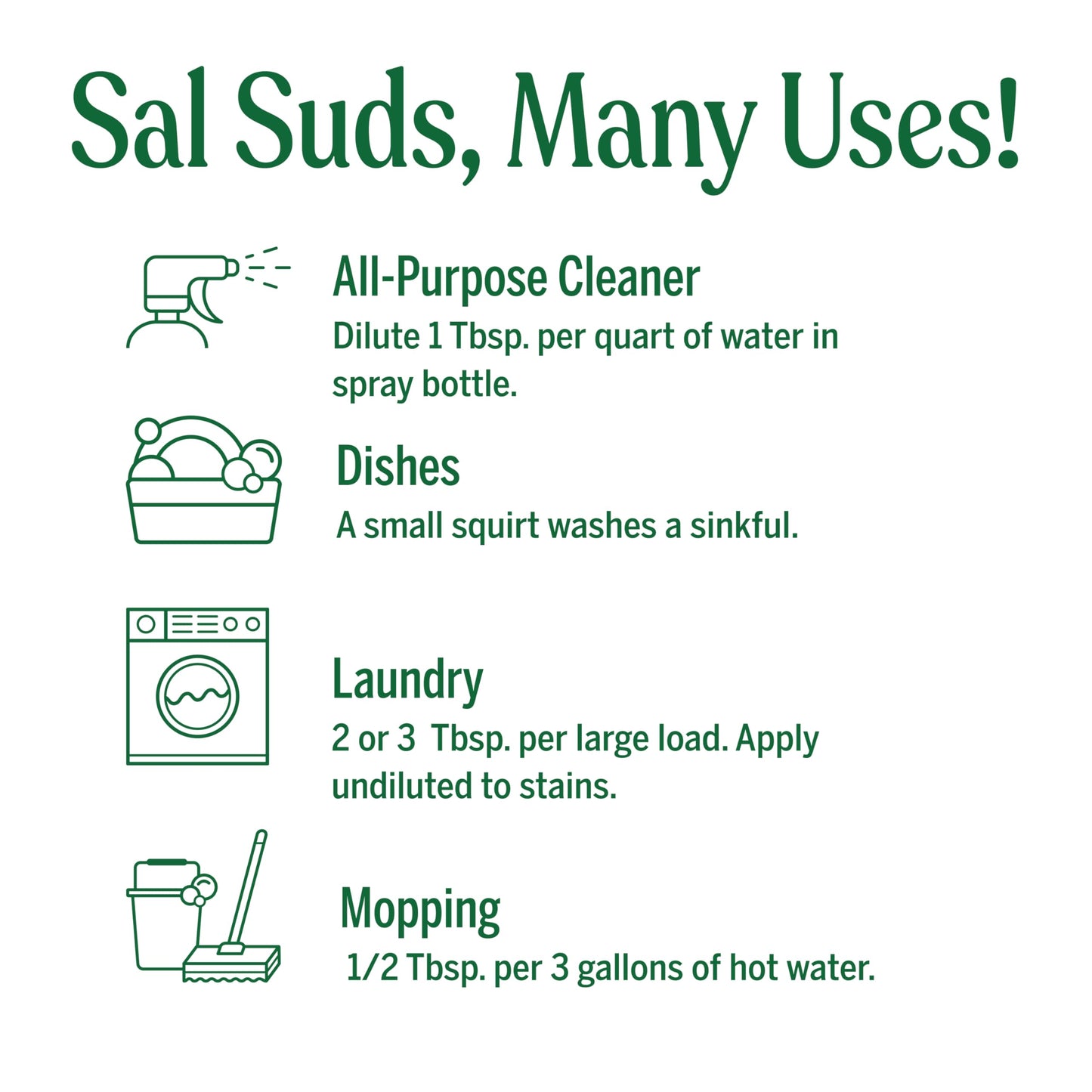 Dr. Bronner's Sal Suds Biodegradable Cleaner (32 oz) – All Purpose Pine Mop Detergent for Floors, Laundry & Dishes, Multi-Surface Concentrate, Heavy-Duty Degreaser