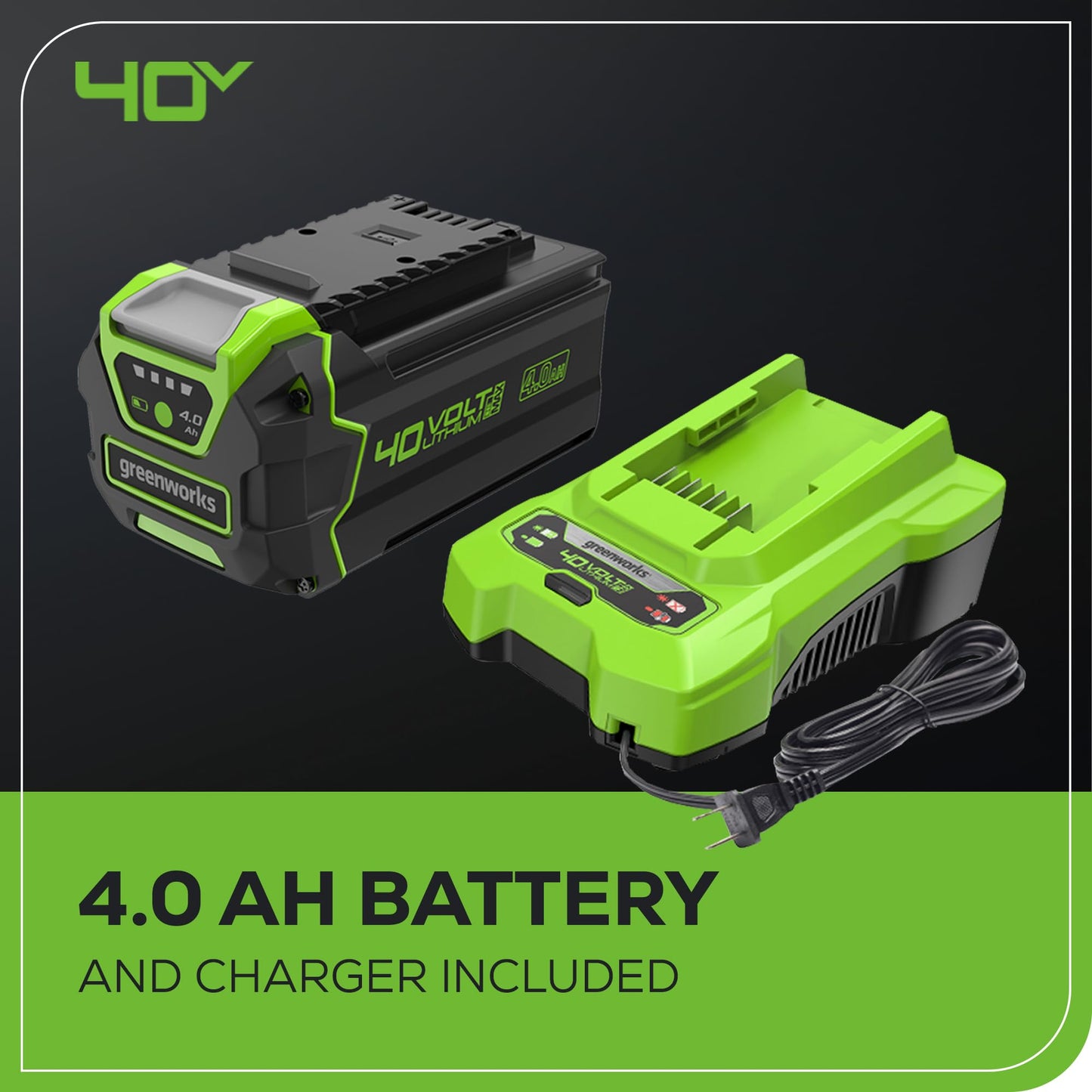Greenworks 40V (130 MPH / 550 CFM ) Brushless Axial Leaf Blower, Ultra-Powerful for Wet Leaves, Heavy Debris, Gravel and Driveway Snow, Includes 4.0Ah Battery and Charger
