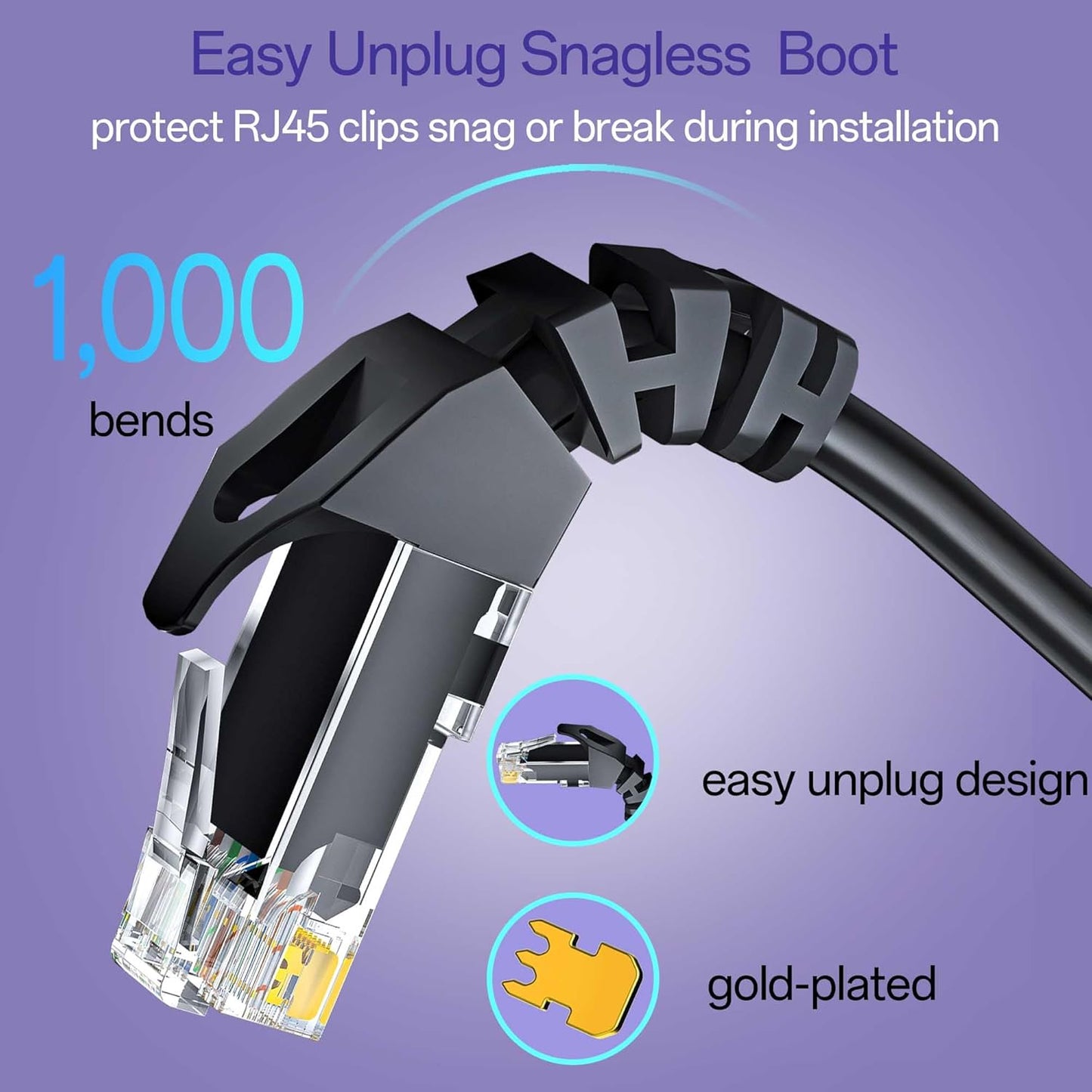10Gsupxsel 6 5FT 10Pack, Cat6 10Gbps, Cat6 6 Cat Ethernet Cable Ethernet Patch Cable High-Speed UTP Network Cable Pure