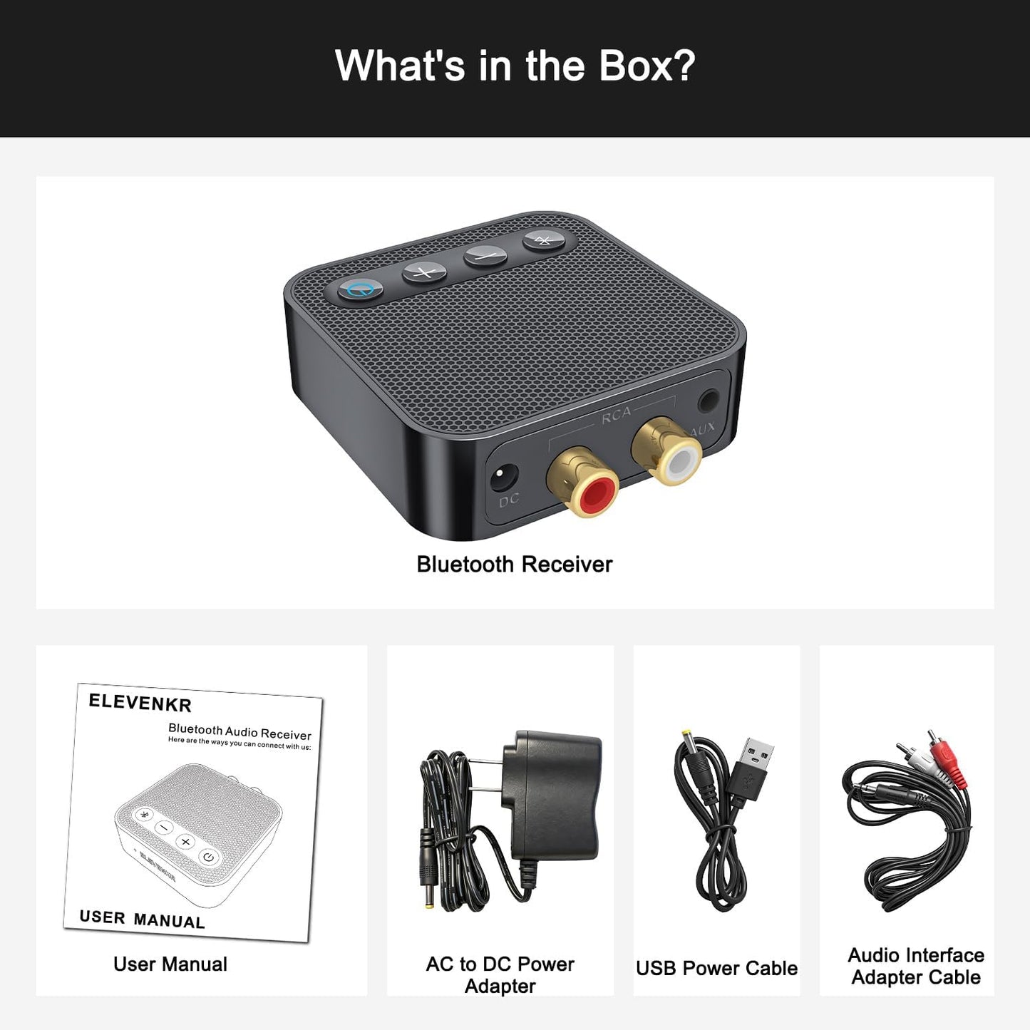 ELEVENKR 6.0 Bluetooth Receiver for Home Stereo - Bluetooth Audio Adapter for Old Stereo/Wired Speakers/Music Streaming
