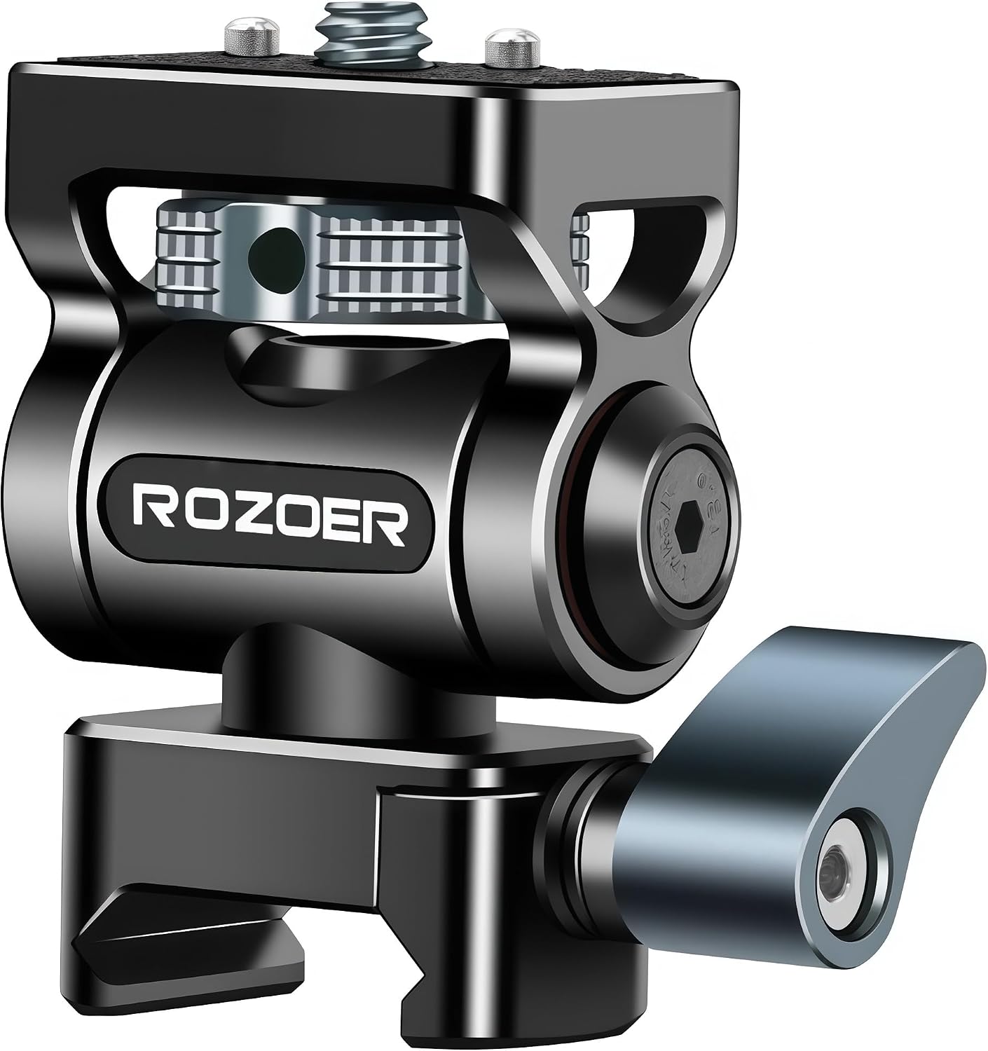 ROZOER 180 360 59g Camera Monitor Mount for NATO Rail | Video Monitor Holder Adjustable Damping | Tilt & Pan Rotation