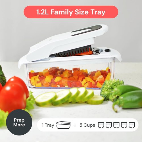 Fullstar Vegetable Chopper & Mandoline Slicer - 7-in-1 Food Chopper with Container & Cheese Grater, White