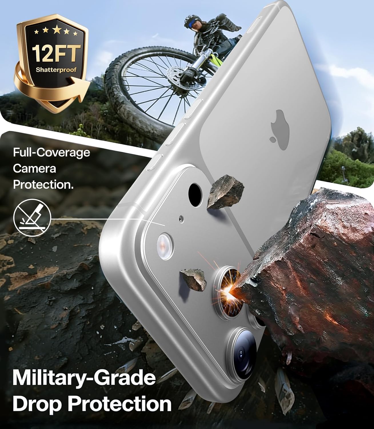 17 9H+ 12 1 Pack TORRAS for iPhone Pro Max Camera Lens Protector, [Metal Frame] with Military Grade Tempered Glass