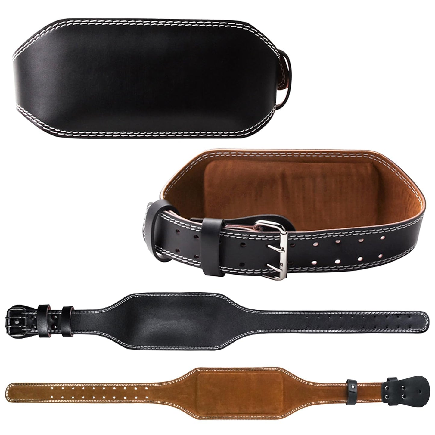 Luwint Weight Lifting Belt with Lifting Straps, 5.9 Inch Wide PU Leather Belt for Men, Lumbar Back Support for Powerlifting, Deadlift, Squat, Gym and Strength Training