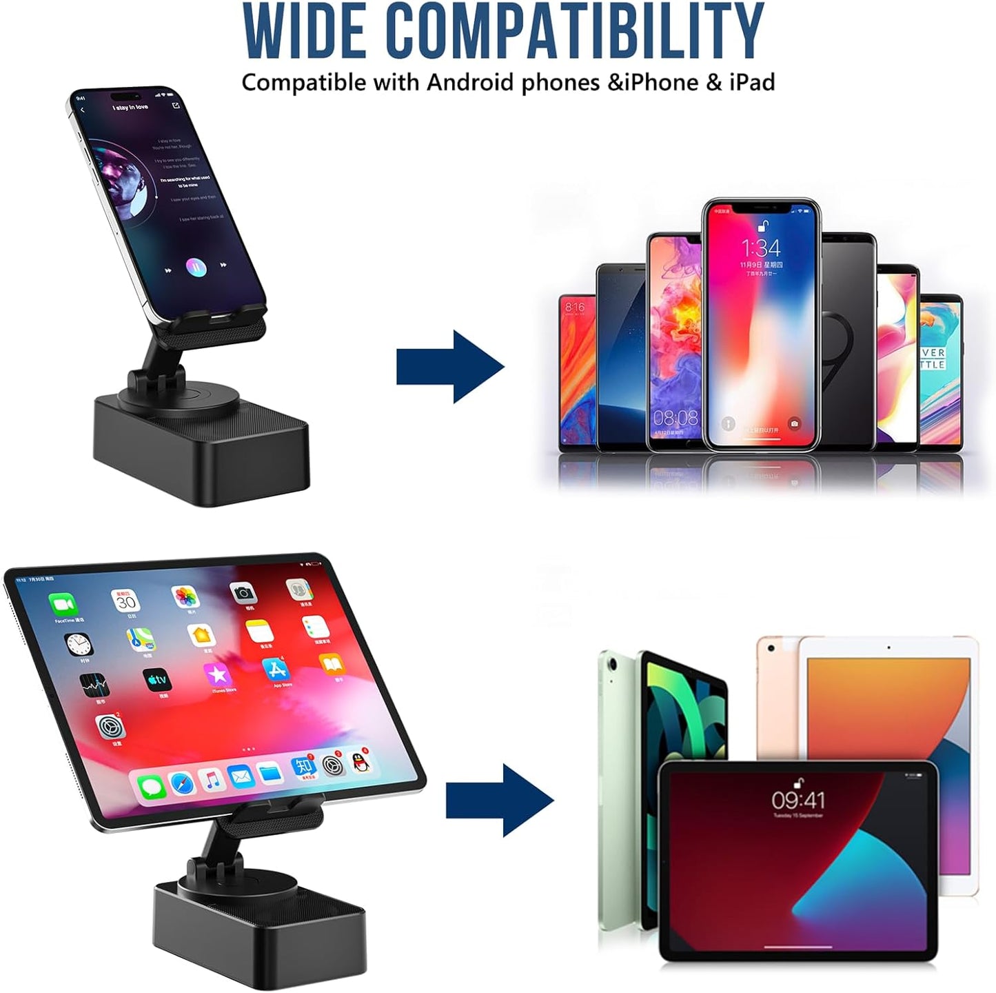 voijump Cell Phone Stand with Wireless Bluetooth Speaker, LED, Anti-Slip Base HD Surround Sound,Perfect