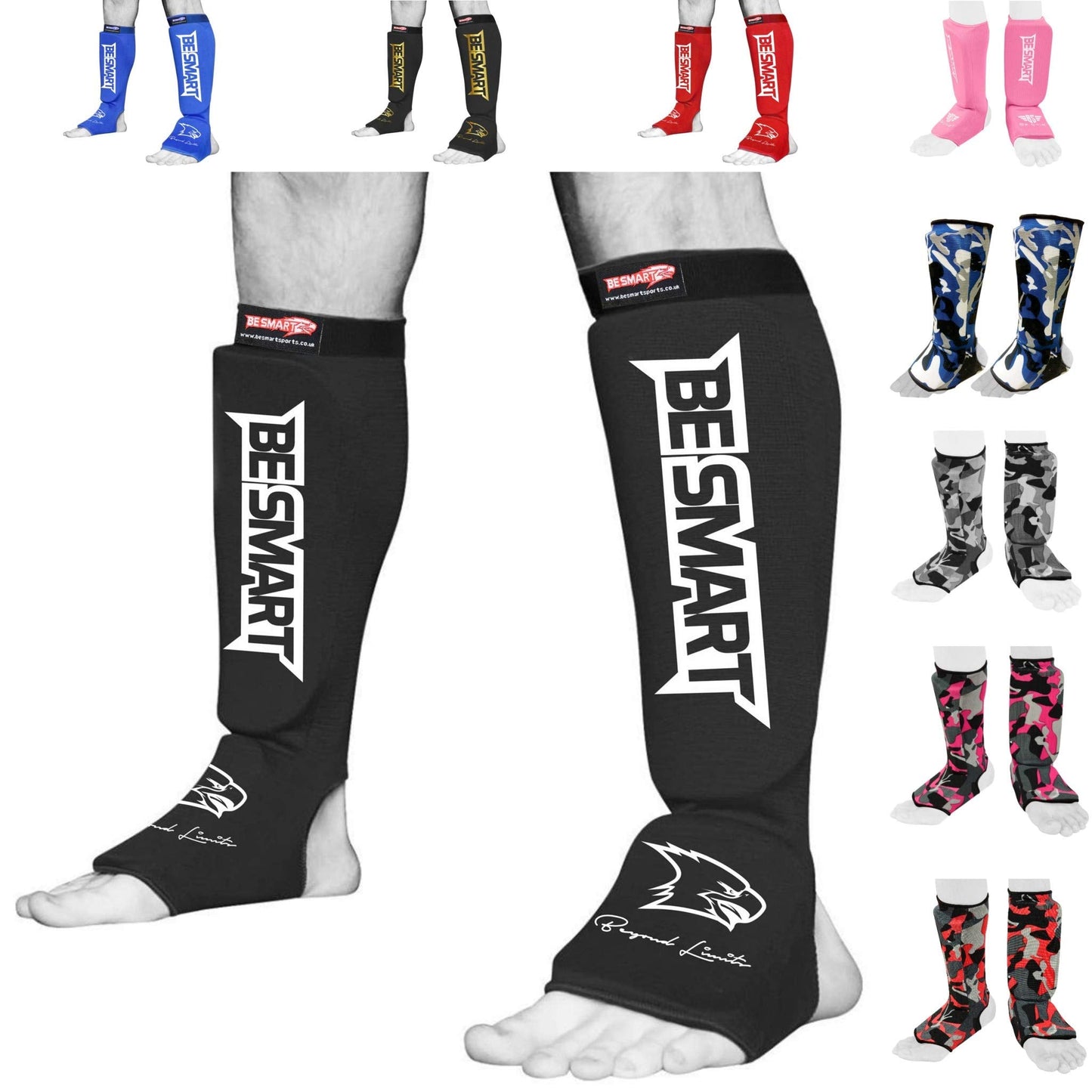 Kids Shin Instep Pads MMA Leg Foot Guards Muay Thai Kick Boxing Guard Protector (Black, XXS (9 to 13 Years))