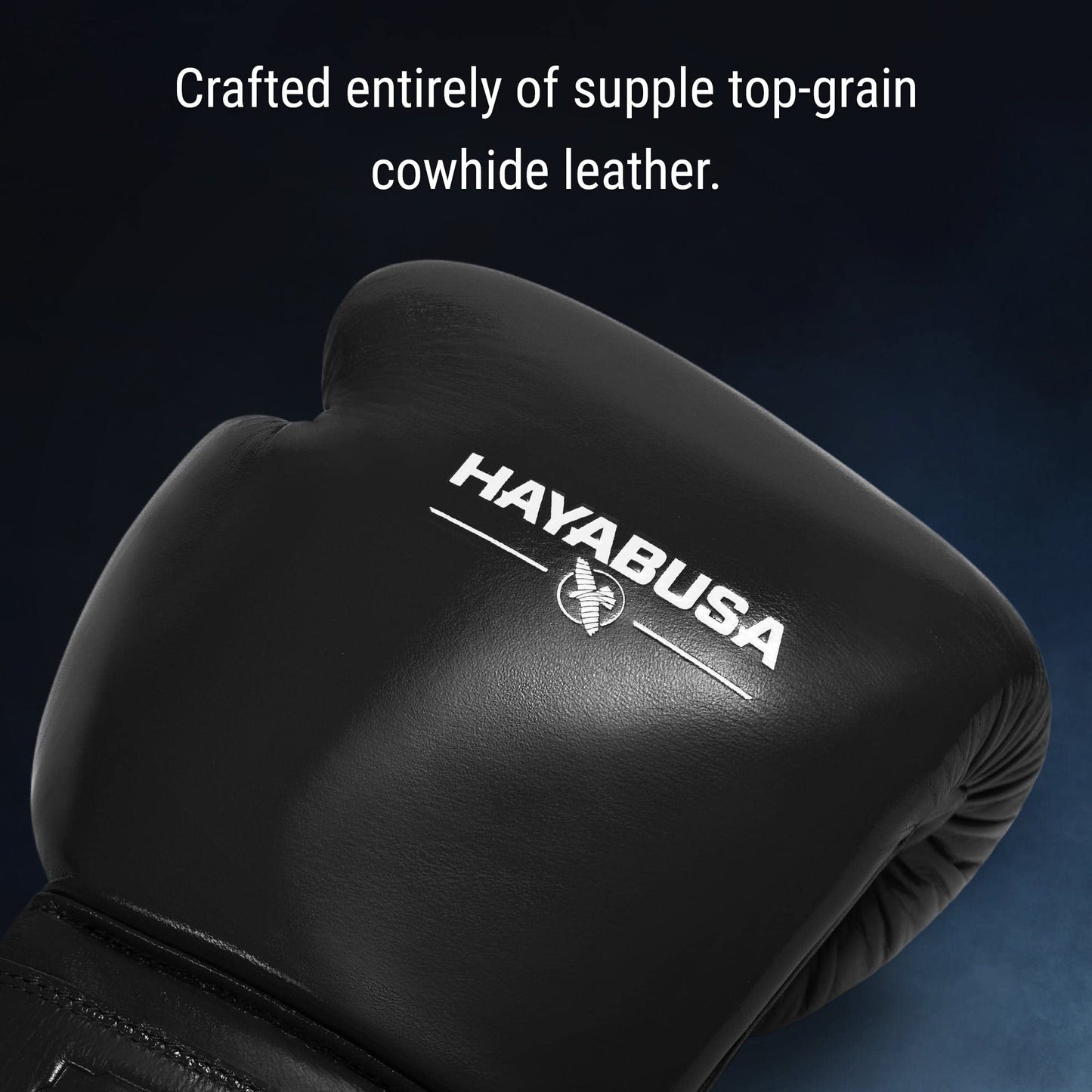 Hayabusa Pro Leather Hook and Loop Boxing Gloves for Men and Women - Black, 20oz