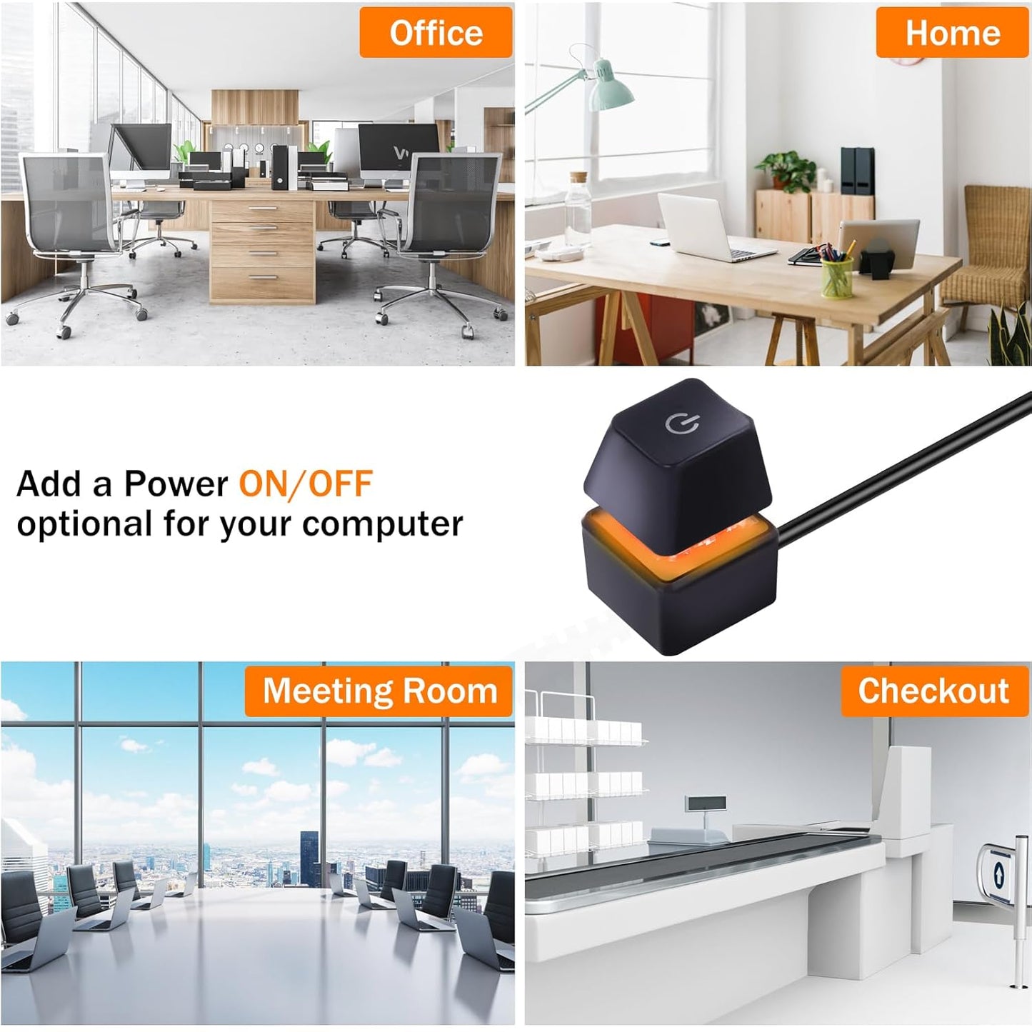 2M Reset 1.5cm Case-M20 External PC Power Switch with Cable, Mini Computer Power Button with Switch & RGB Gradient