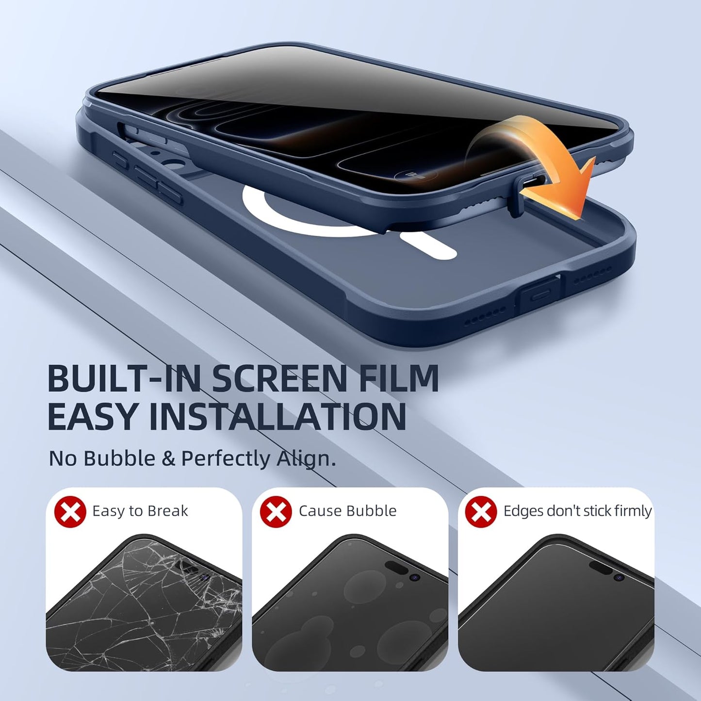 BERFY 17 6.3", for iPhone Pro Case, Compatible with MagSafe, Built-in Privacy Screen Protector, Camera Protection