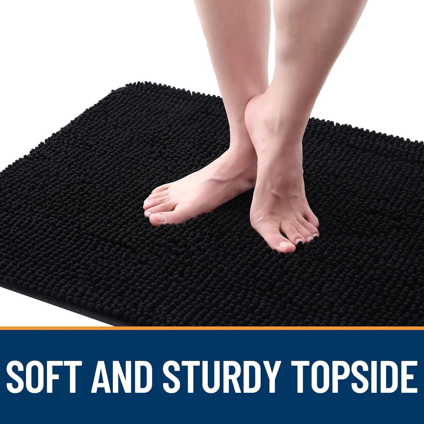 OLANLY Dog Door Mat - Absorbent Non-Slip Washable Doormat for Muddy Paws | 54x32 Black Chenille Carpet