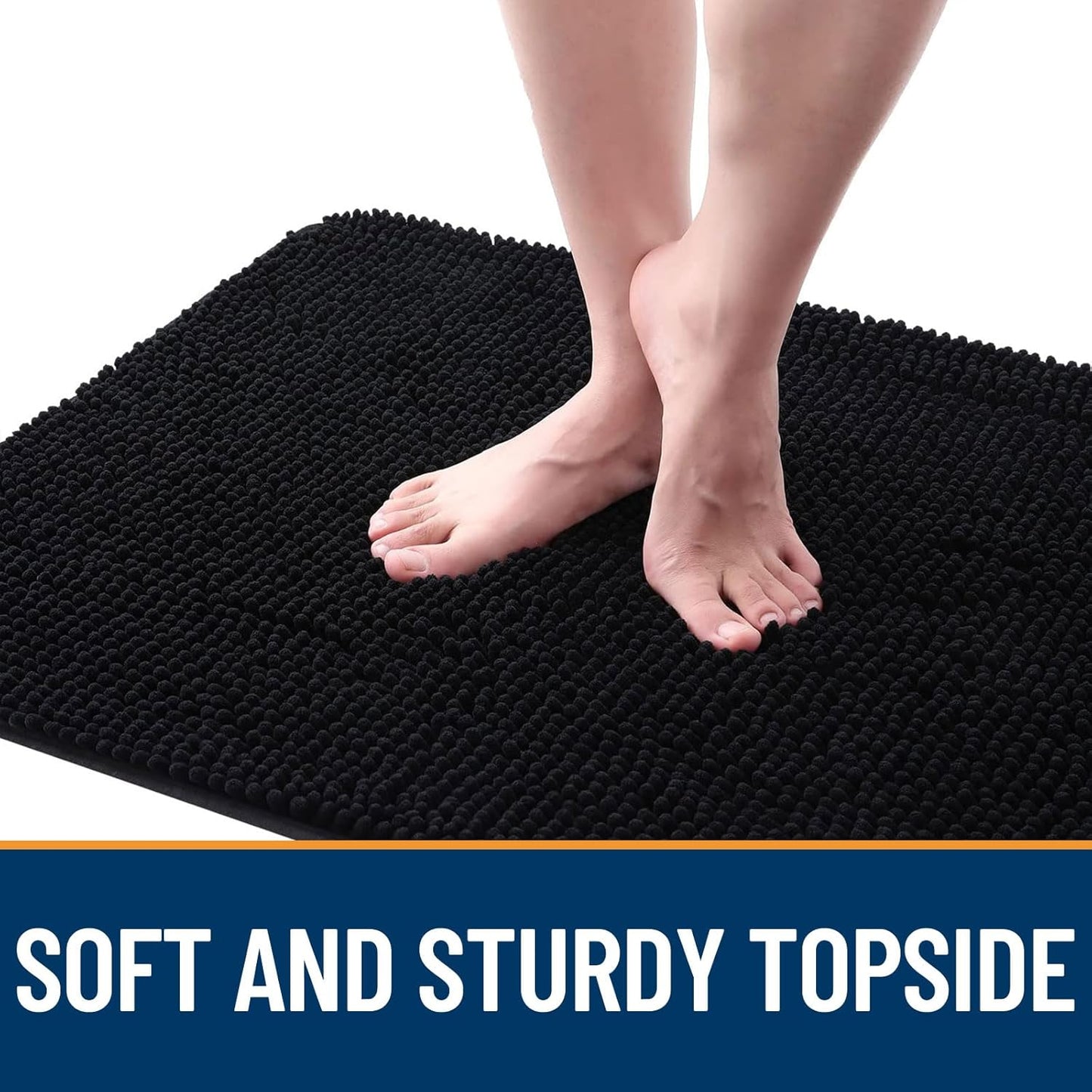 OLANLY Dog Door Mat - Absorbent Non-Slip Chenille Mat for Muddy Paws | 50x30 Inches, Quick Dry, Black