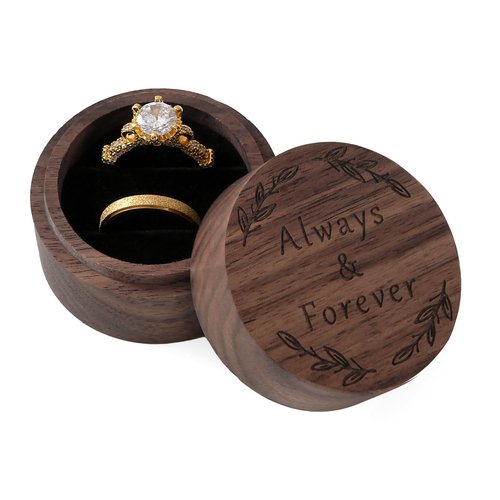 Drnilui Ring Box, Wooden Ring Boxes and Ring Holder Portable Jewelry Case Premium Gift for Weddings, Engagements, Anniversaries, and Birthdays
