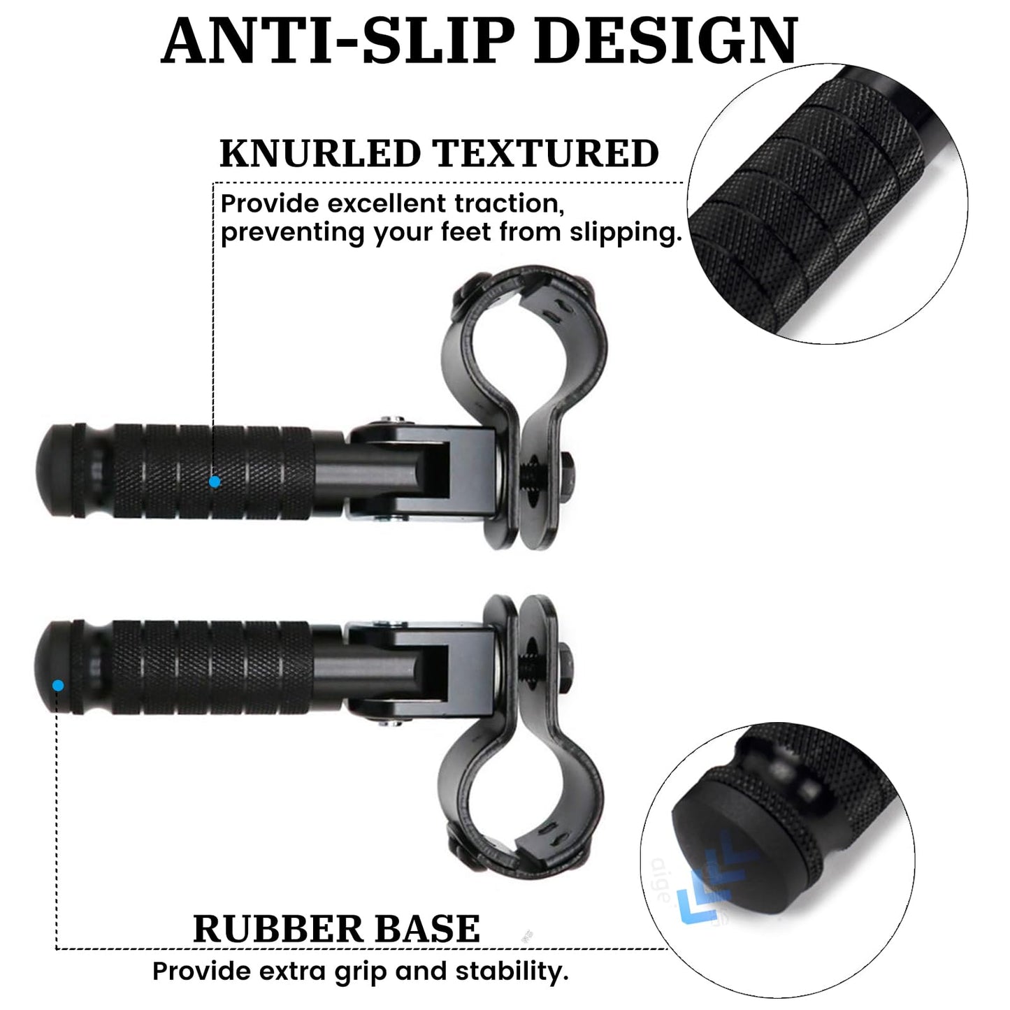 XINGWU M8 Motorcycle Foot Pegs 90 Degree Foldable Footpegs CNC Anti-Skid Footrest Universal for Yamaha Honda Suzuki Aprilia Electric Car Motorbike Mini Bike Dirt Pit Bike Passenger Pedal (Black)