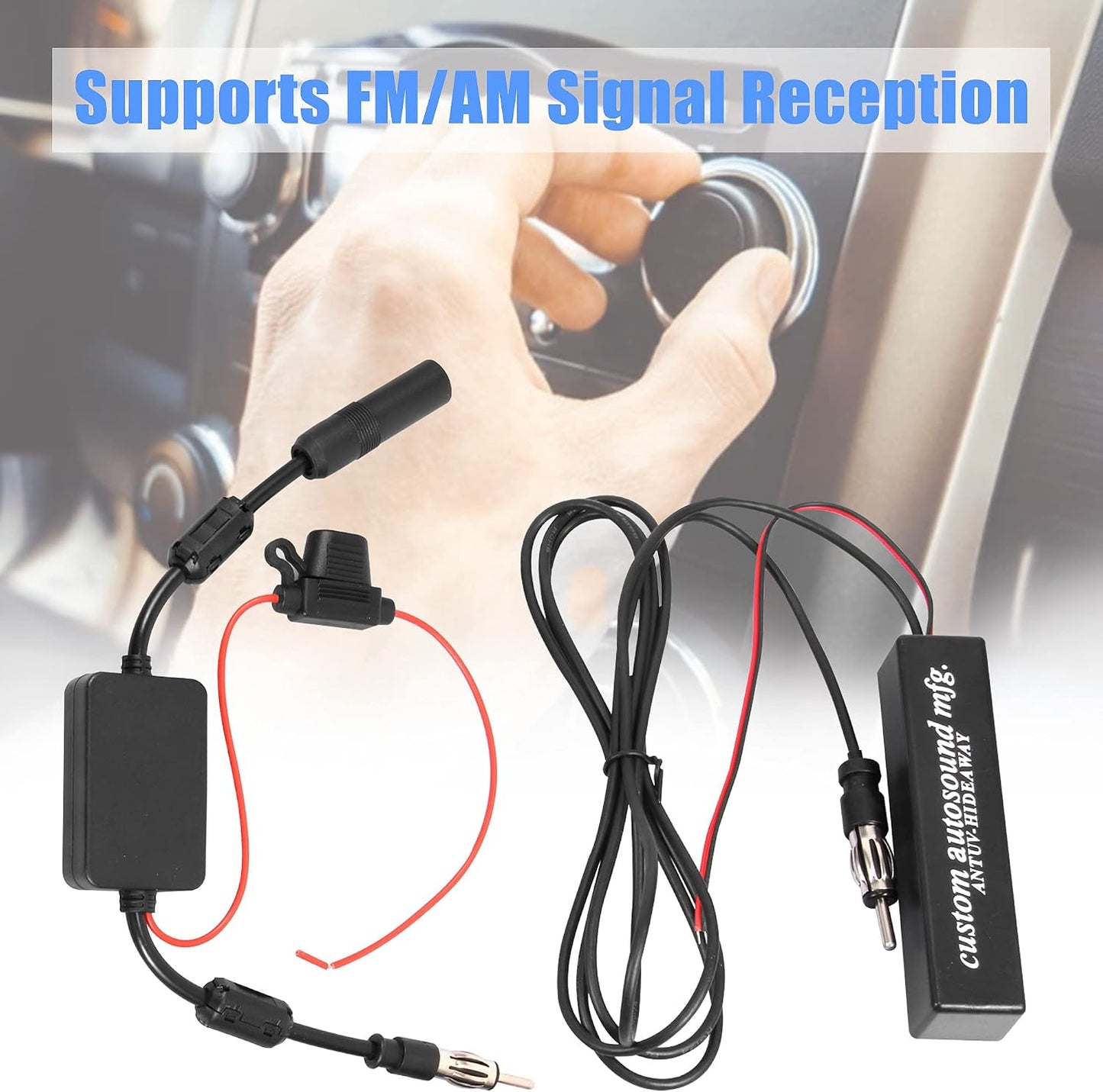 KSaAuto 12V Car Antenna Booster Stereo FM AM Radio Signal Amplifier Amp for Car Vehicle Truck SUV Boat Marine UTV RV